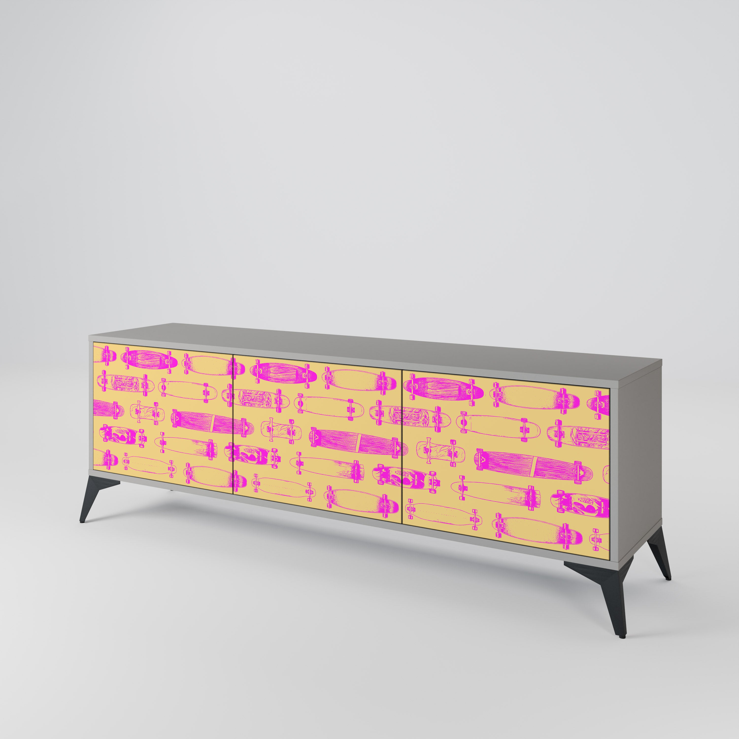 SKATEBOARD ARTISTRY 3-Door TV Cabinet