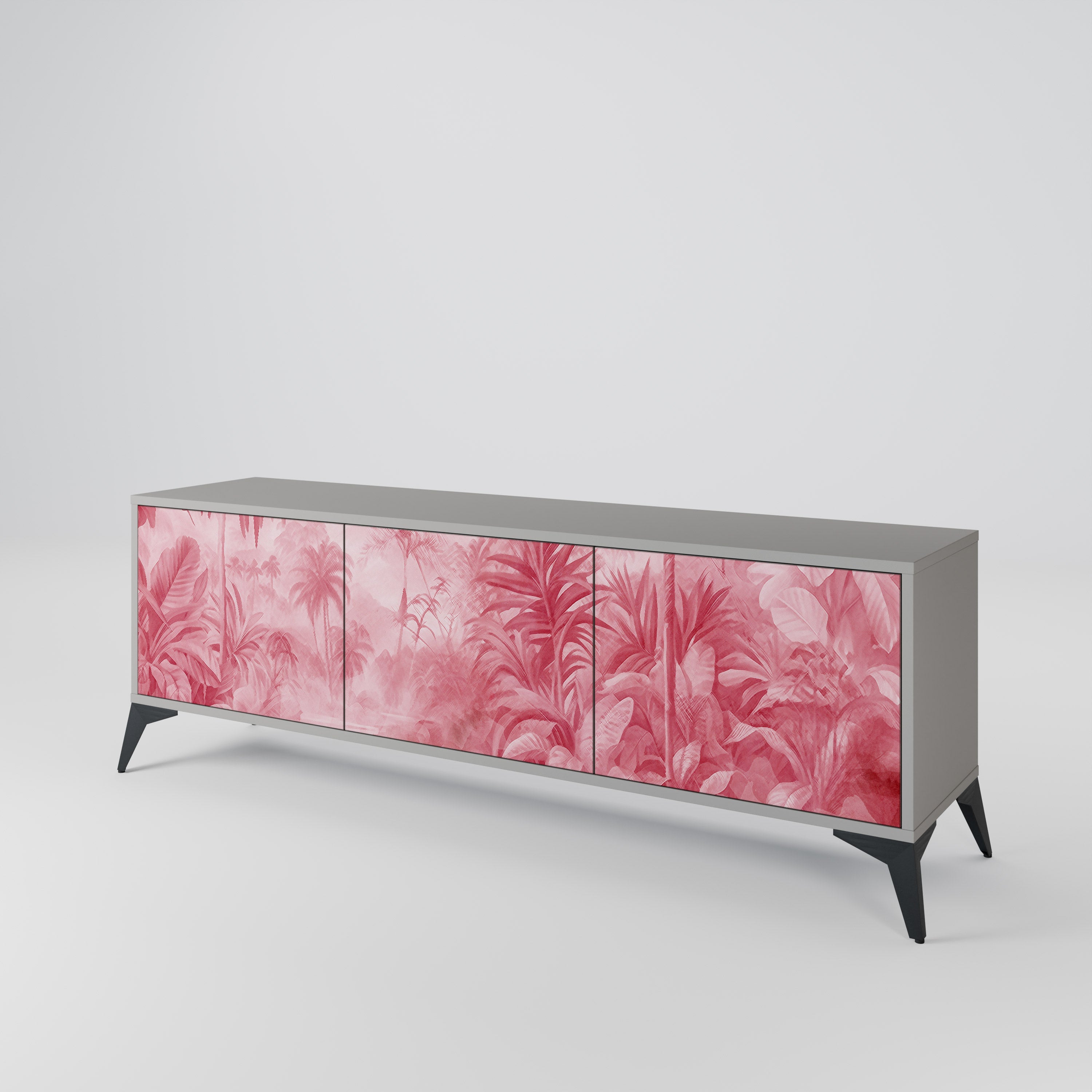 Meuble TV 3 portes SWEET TROPICS, finition grise