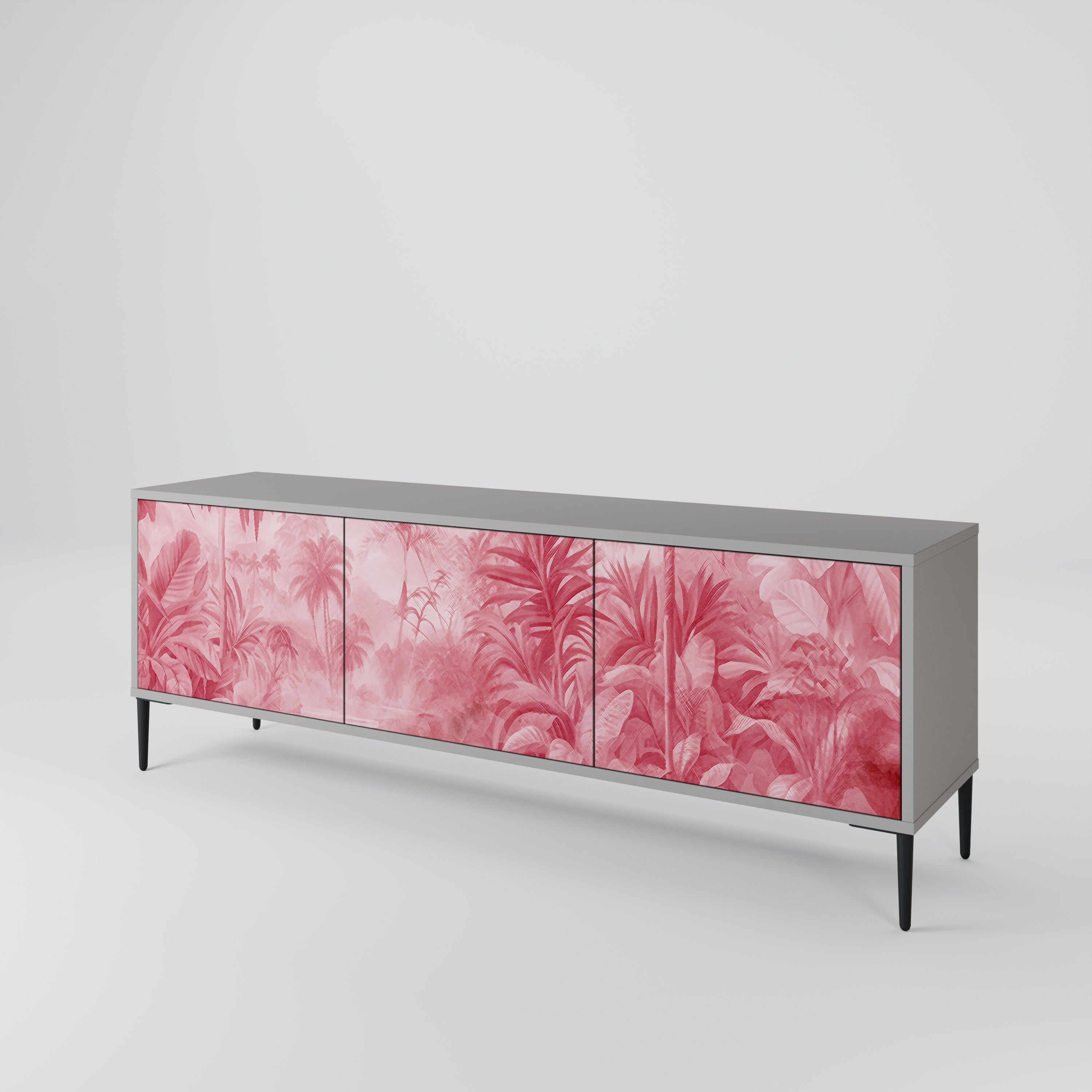 Meuble TV 3 portes SWEET TROPICS, finition grise