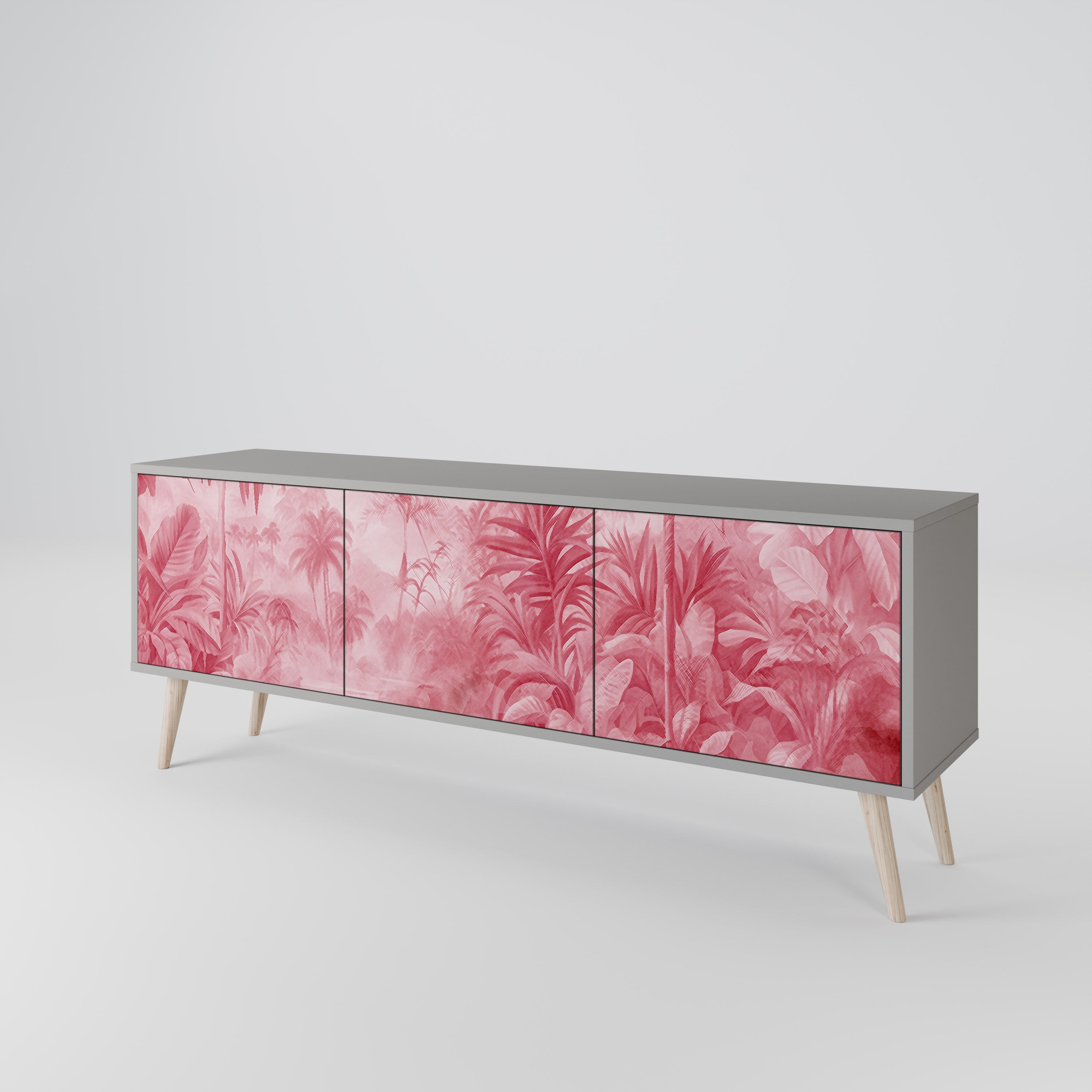 Meuble TV 3 portes SWEET TROPICS, finition grise