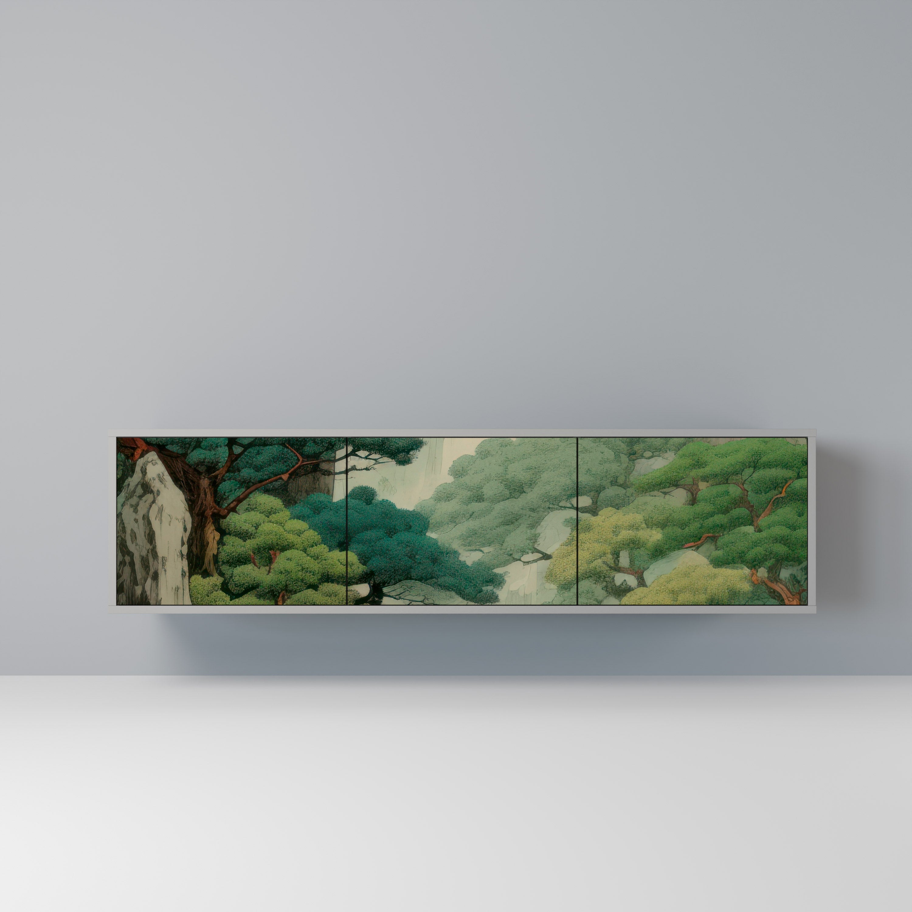 Meuble TV 3 portes VERDURE ABYSS finition grise