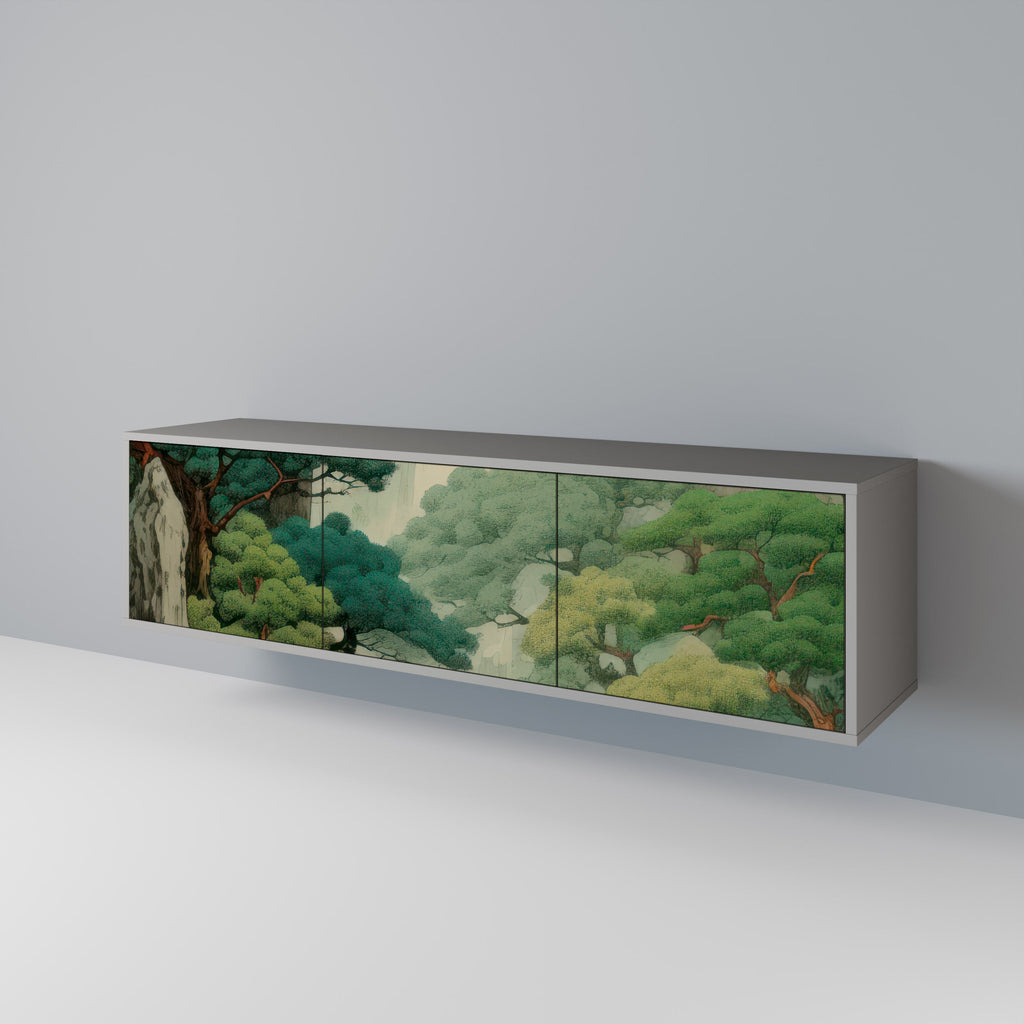 Meuble TV 3 portes VERDURE ABYSS finition grise