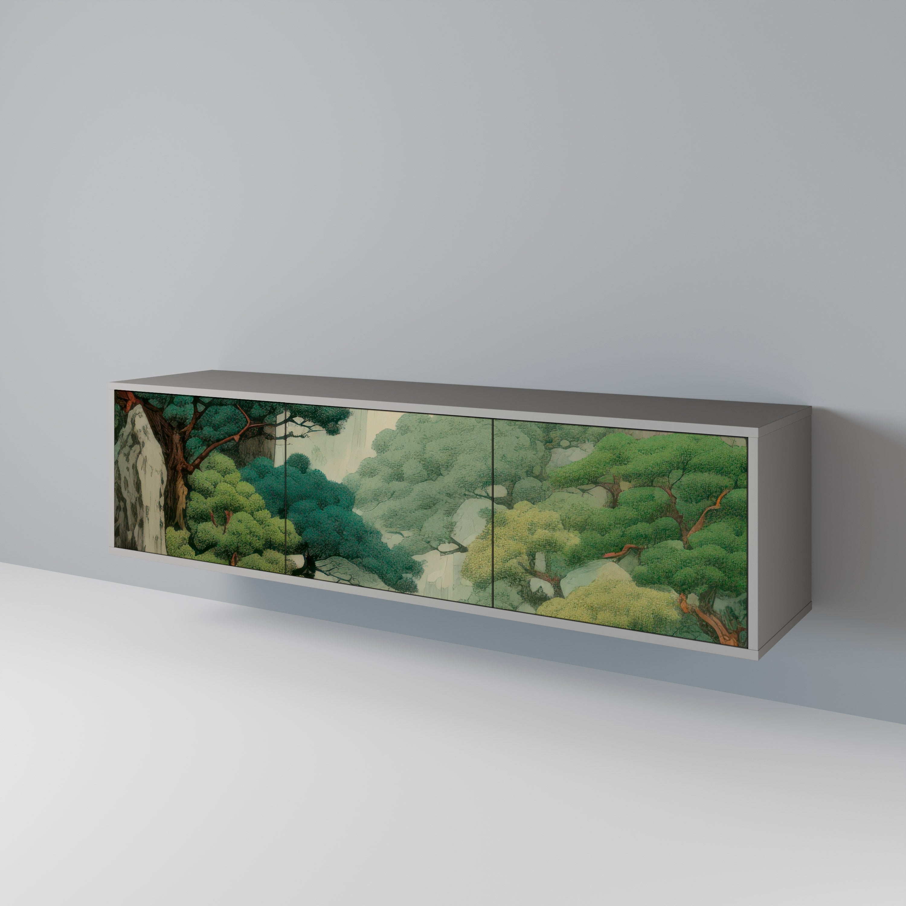 Meuble TV 3 portes VERDURE ABYSS finition grise