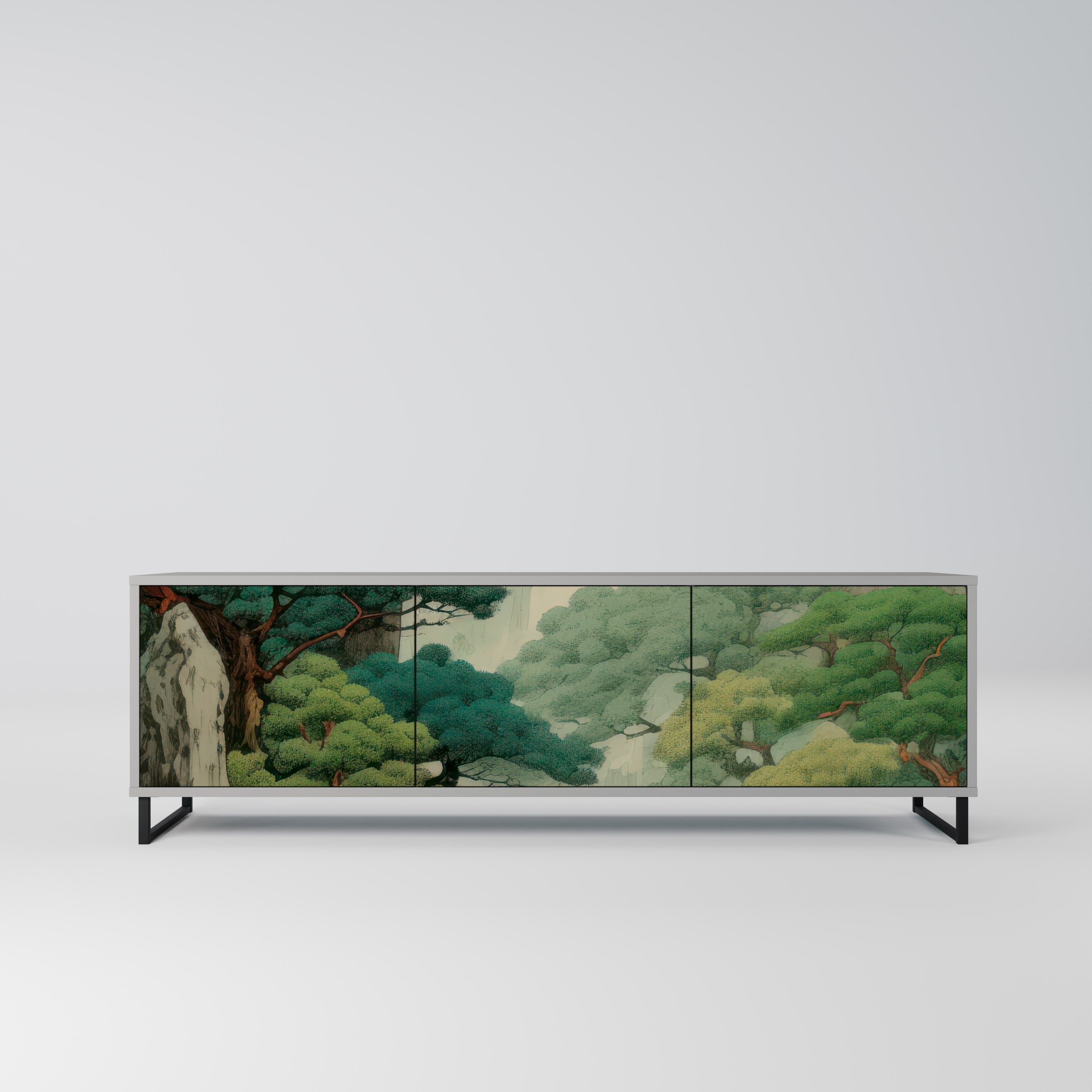 Meuble TV 3 portes VERDURE ABYSS finition grise