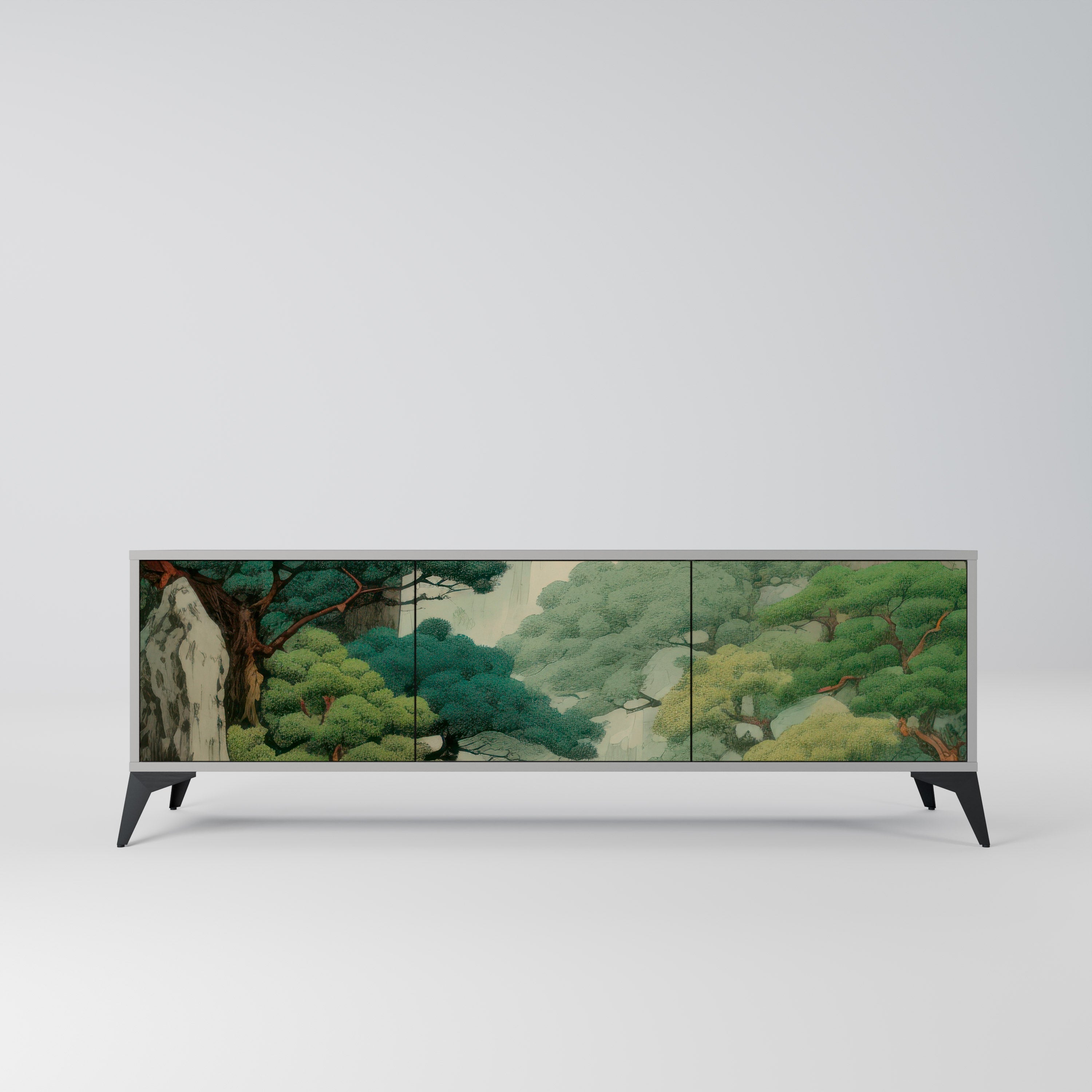 Meuble TV 3 portes VERDURE ABYSS finition grise