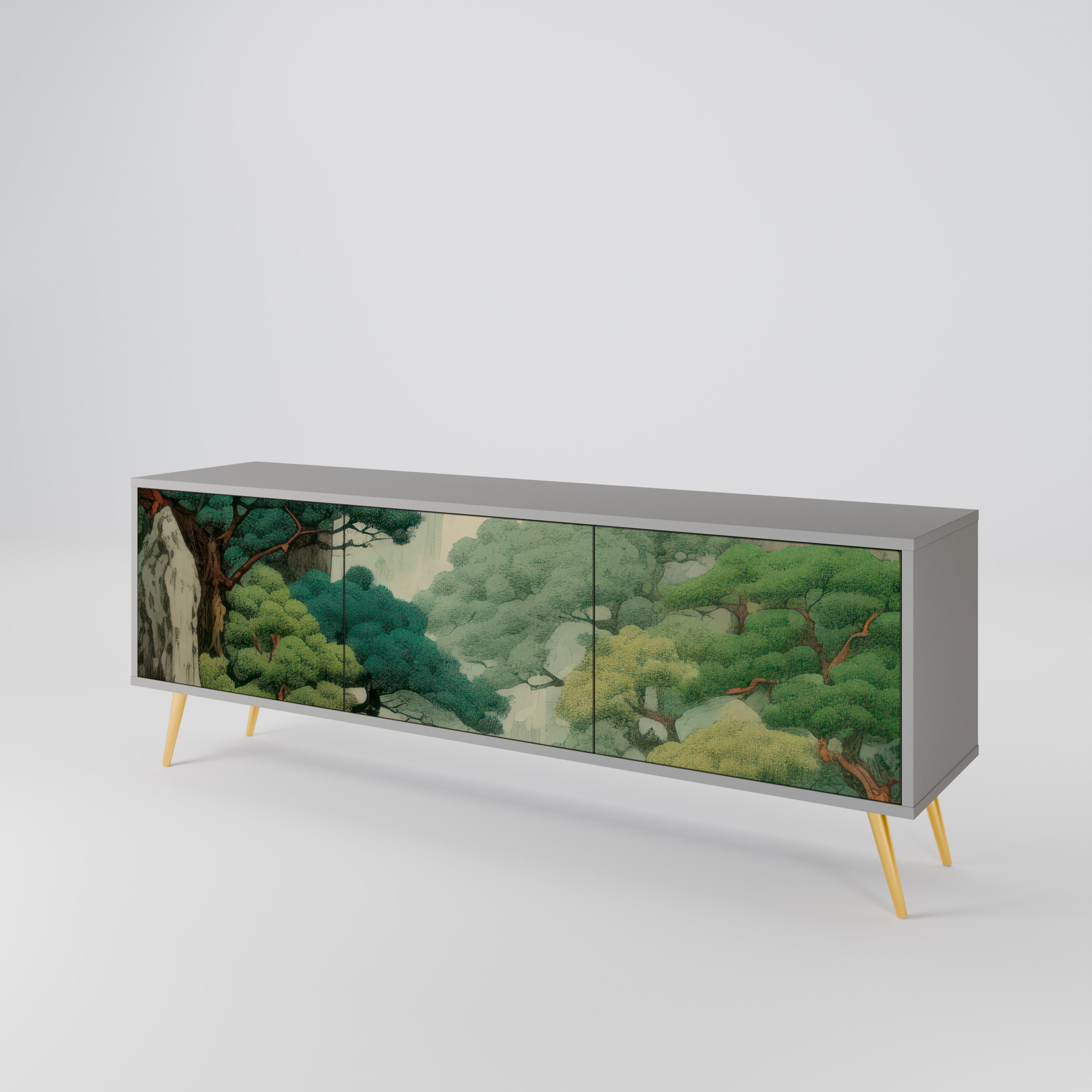 Meuble TV 3 portes VERDURE ABYSS finition grise