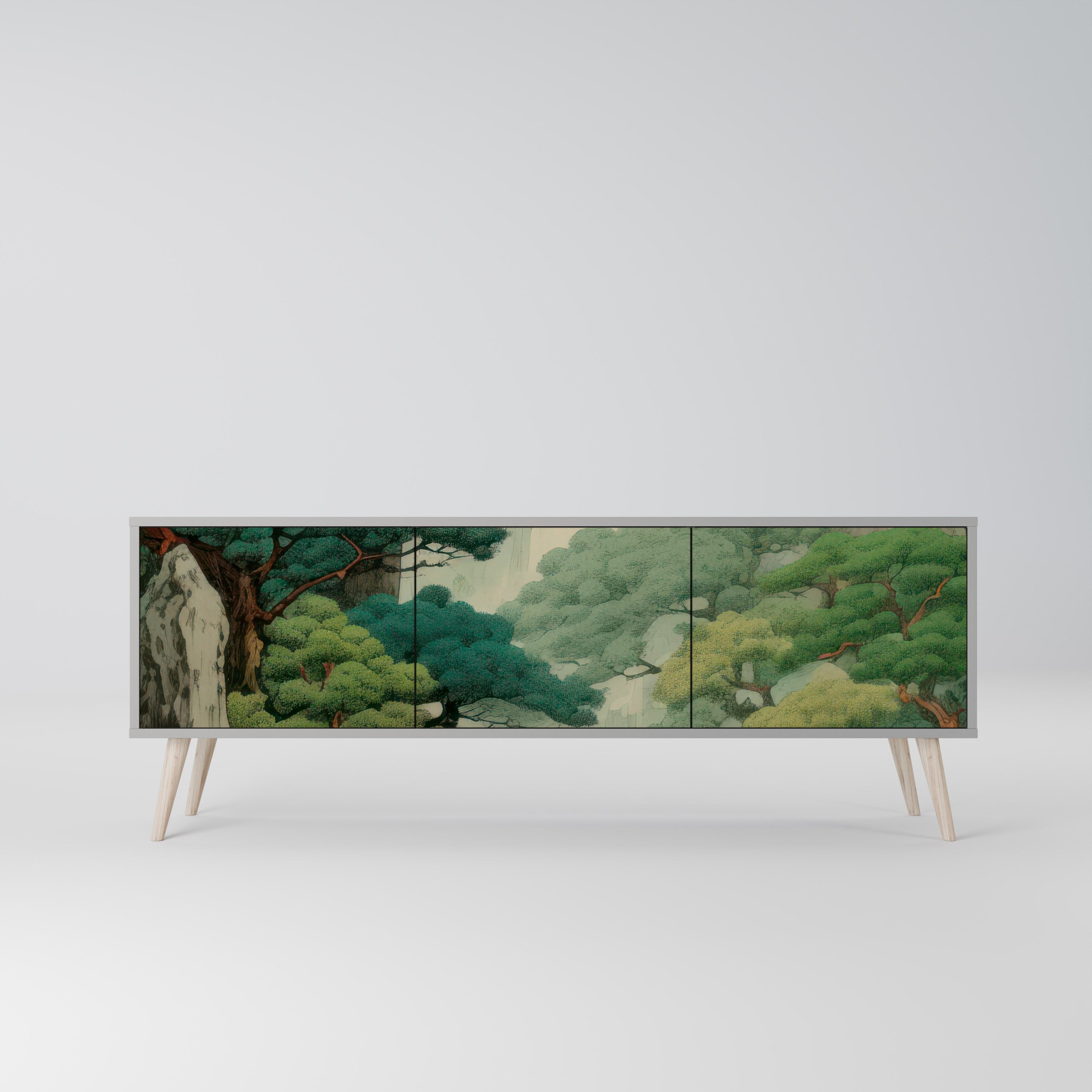 Meuble TV 3 portes VERDURE ABYSS finition grise