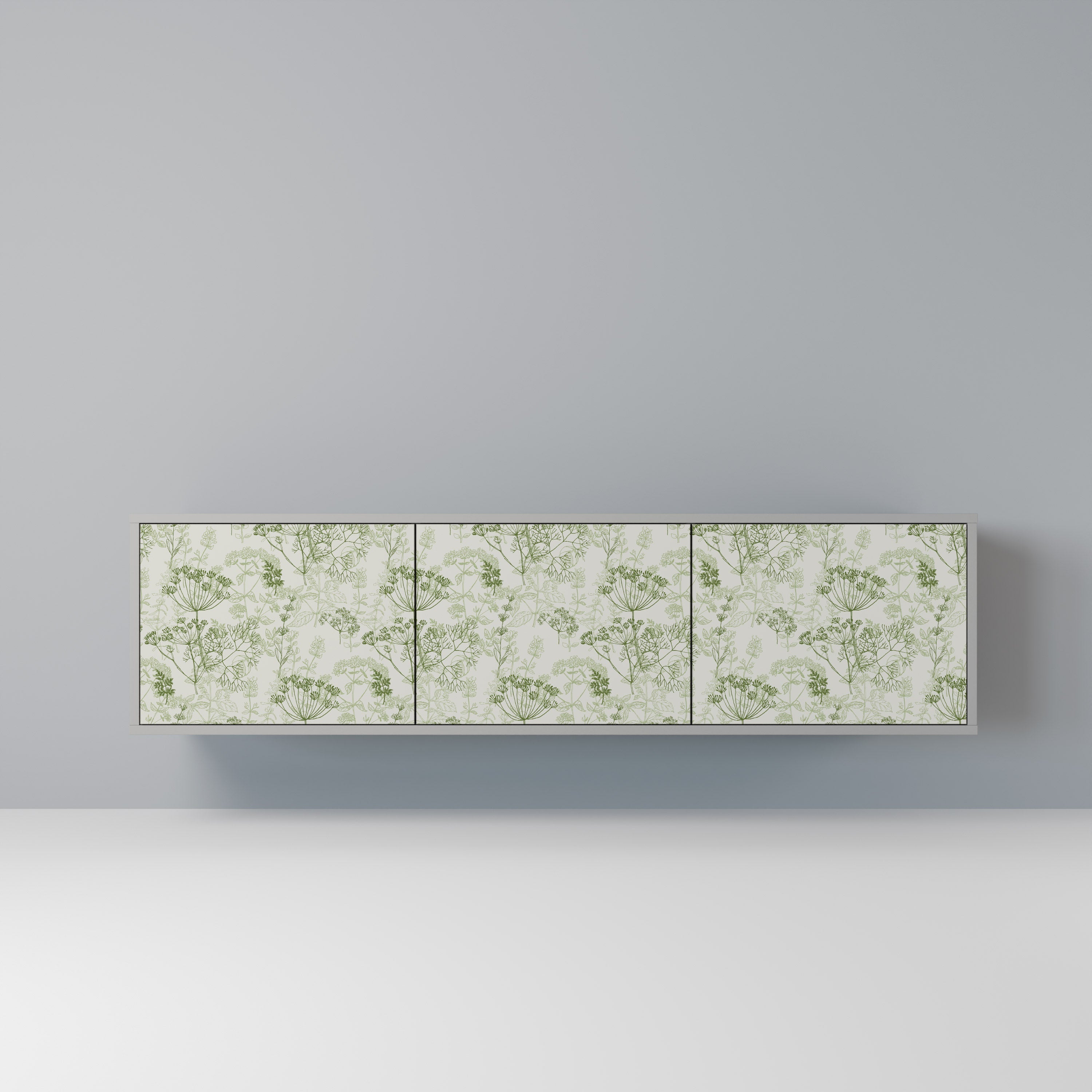 Meuble TV 3 portes FENNEL BALDACHIN, finition grise