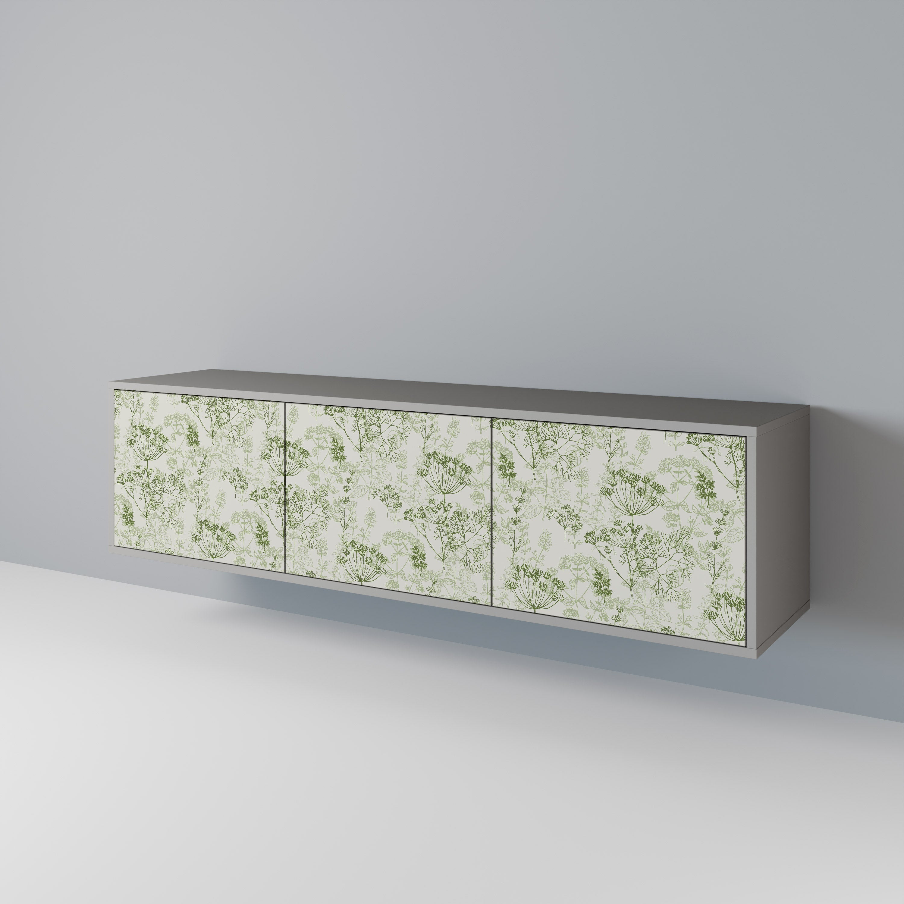 Meuble TV 3 portes FENNEL BALDACHIN, finition grise