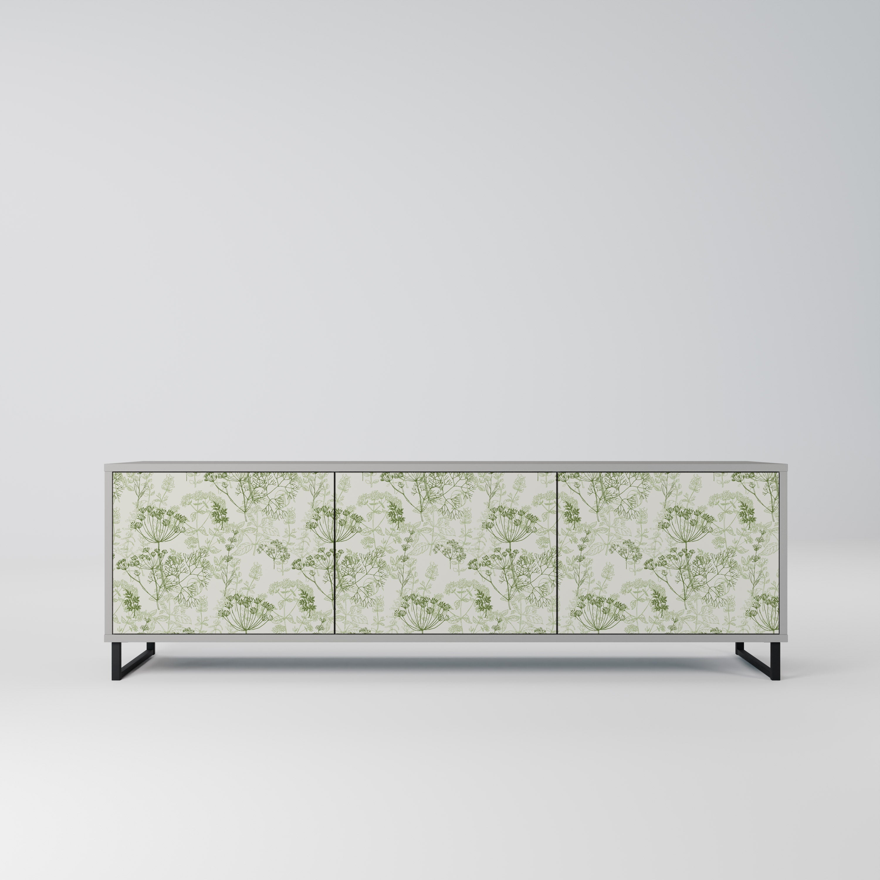 Meuble TV 3 portes FENNEL BALDACHIN, finition grise