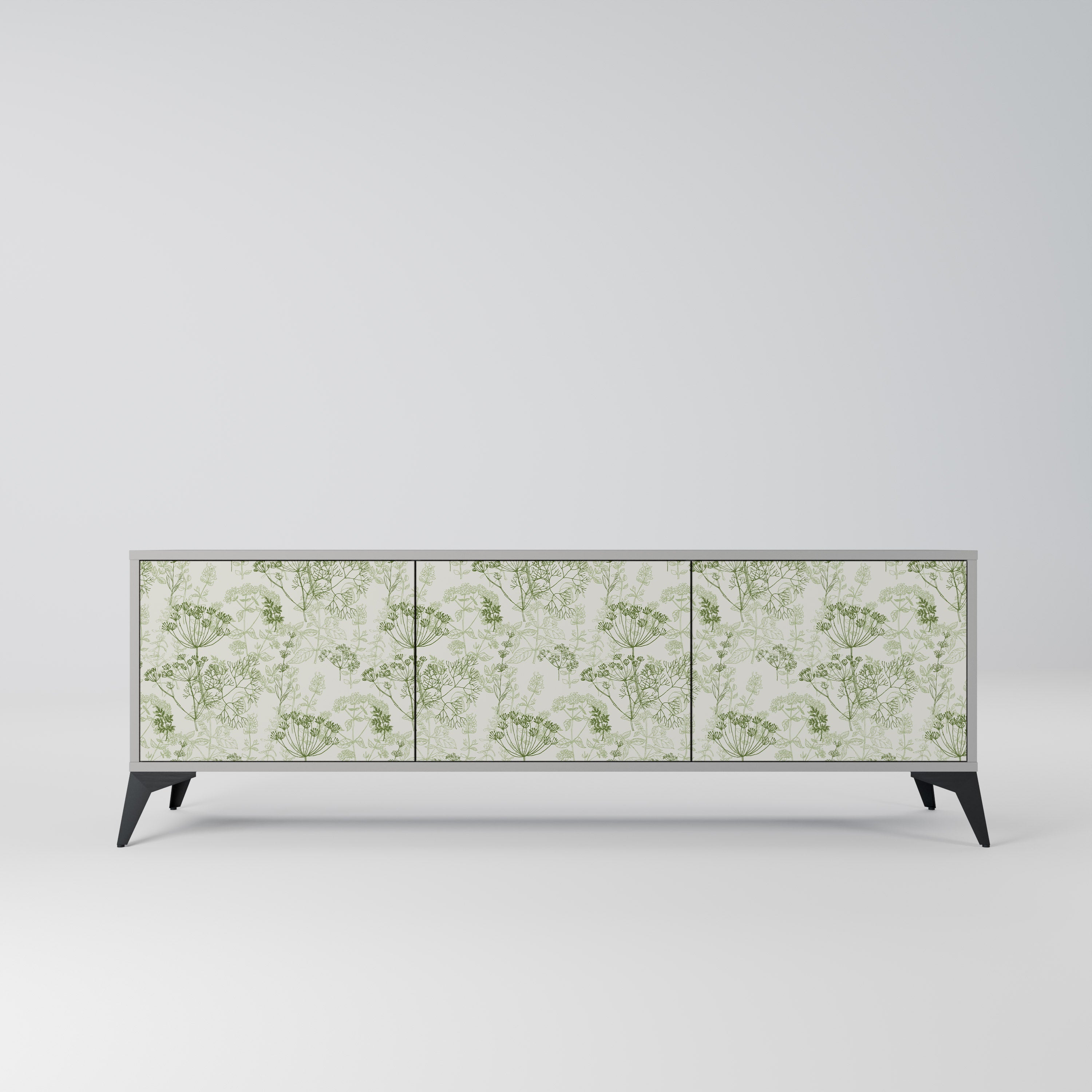 Meuble TV 3 portes FENNEL BALDACHIN, finition grise