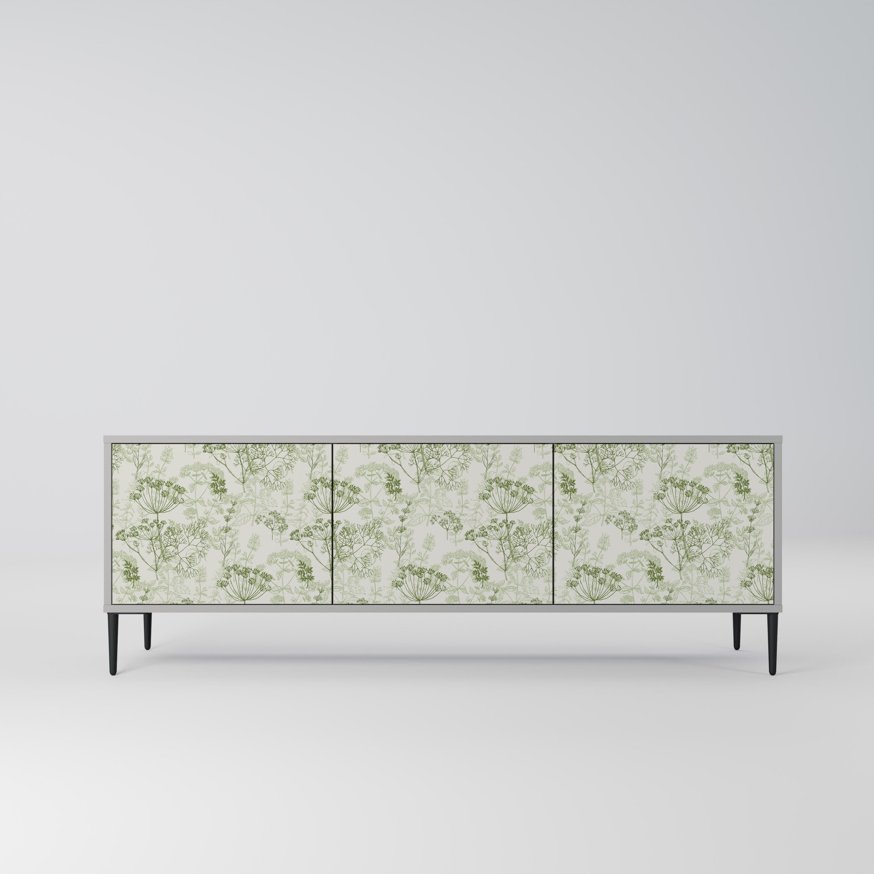 Meuble TV 3 portes FENNEL BALDACHIN, finition grise