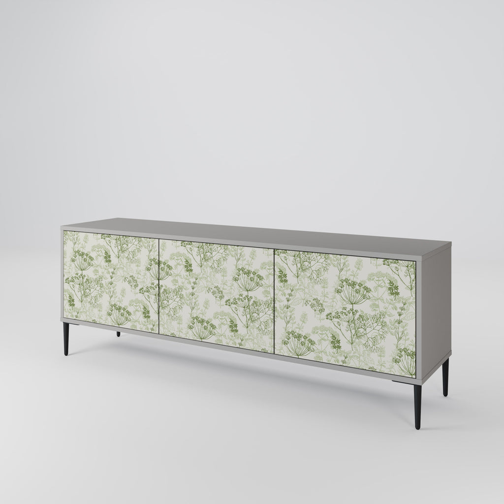 Meuble TV 3 portes FENNEL BALDACHIN, finition grise