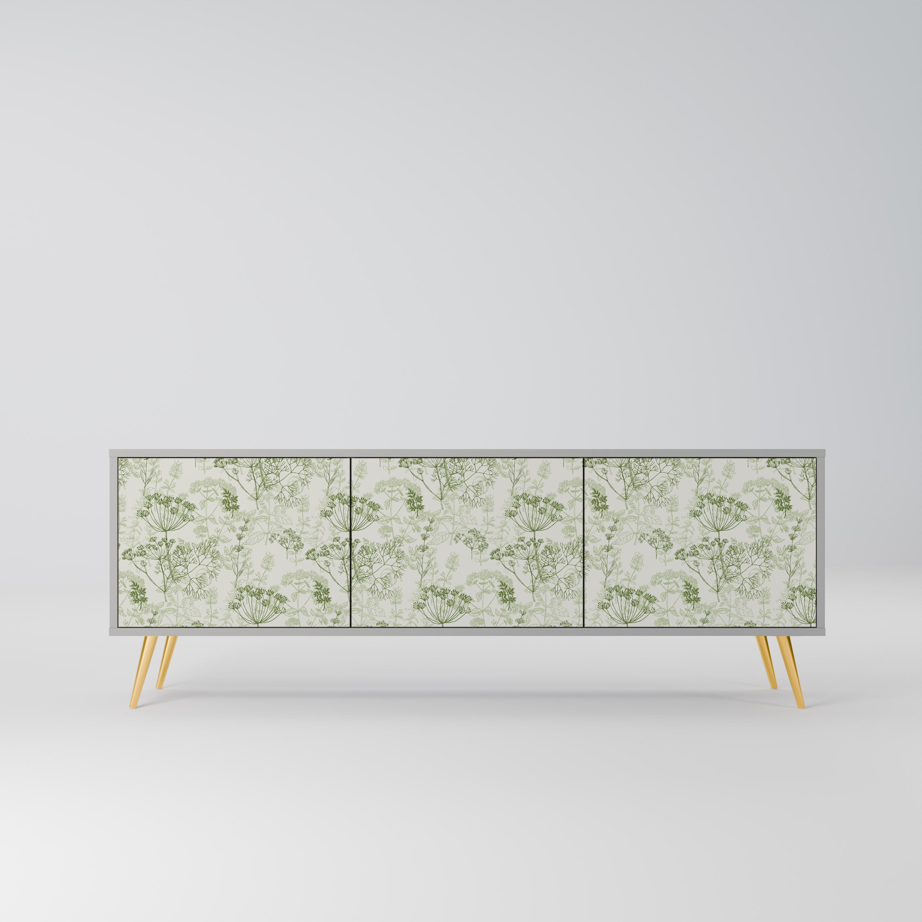 Meuble TV 3 portes FENNEL BALDACHIN, finition grise