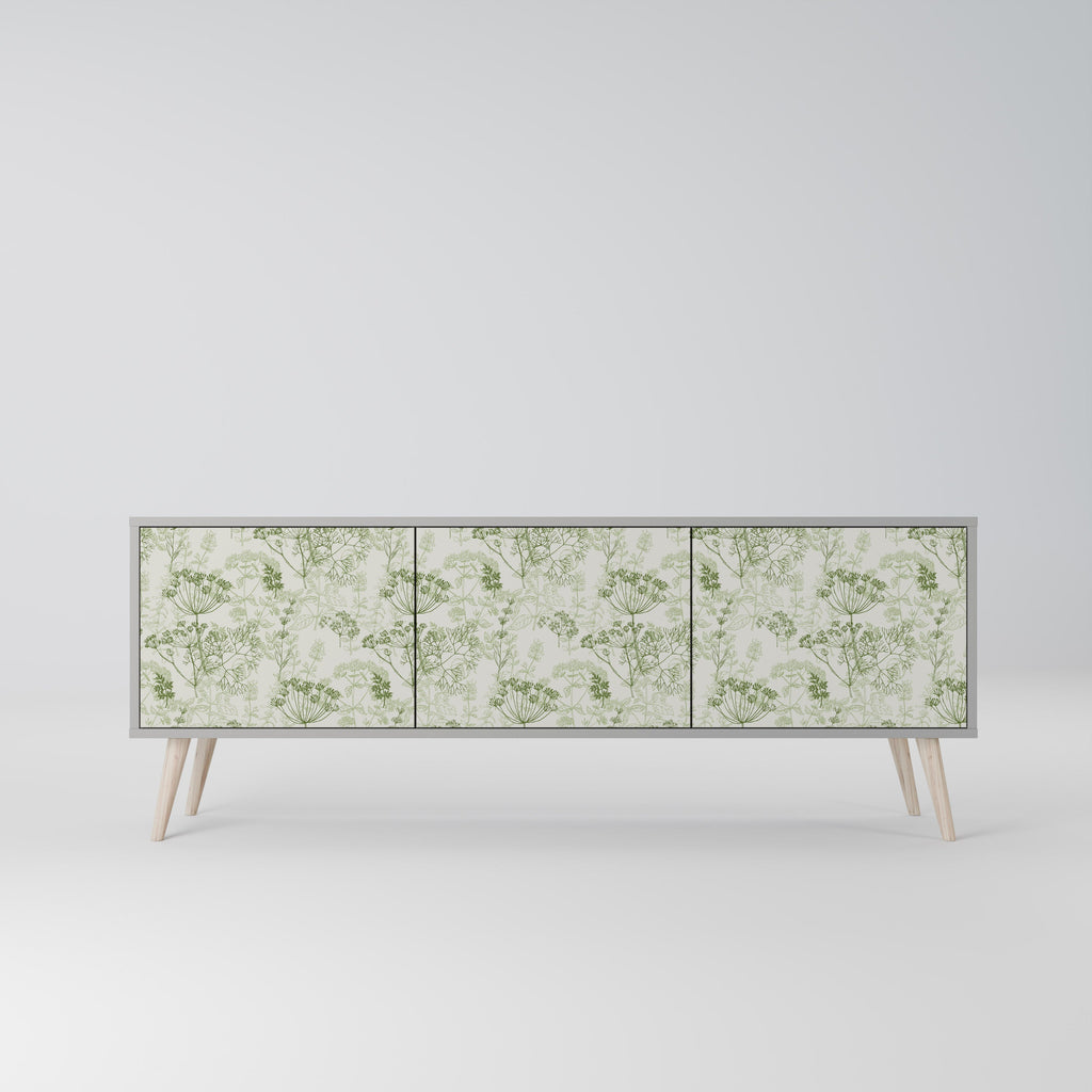 Meuble TV 3 portes FENNEL BALDACHIN, finition grise