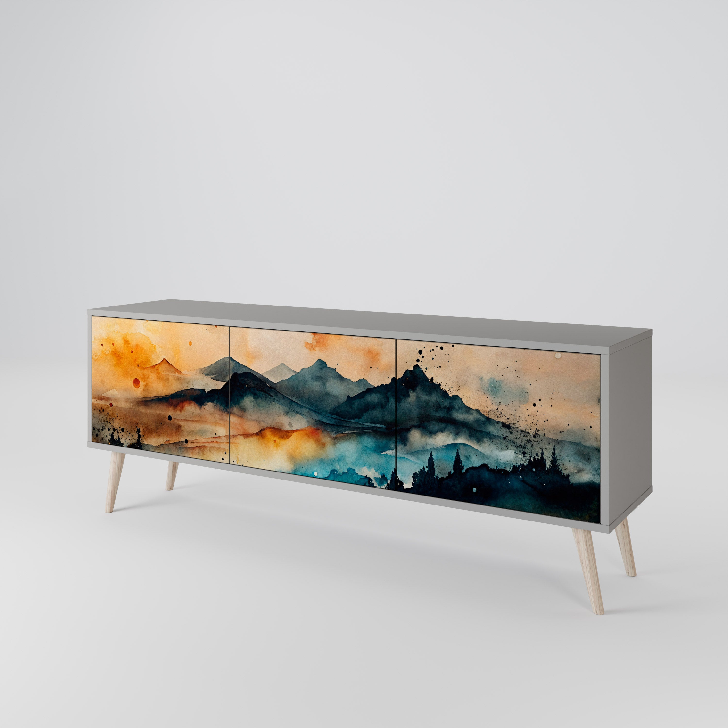 OMINOUS MOUNTAINS 3-Door TV Cabinet