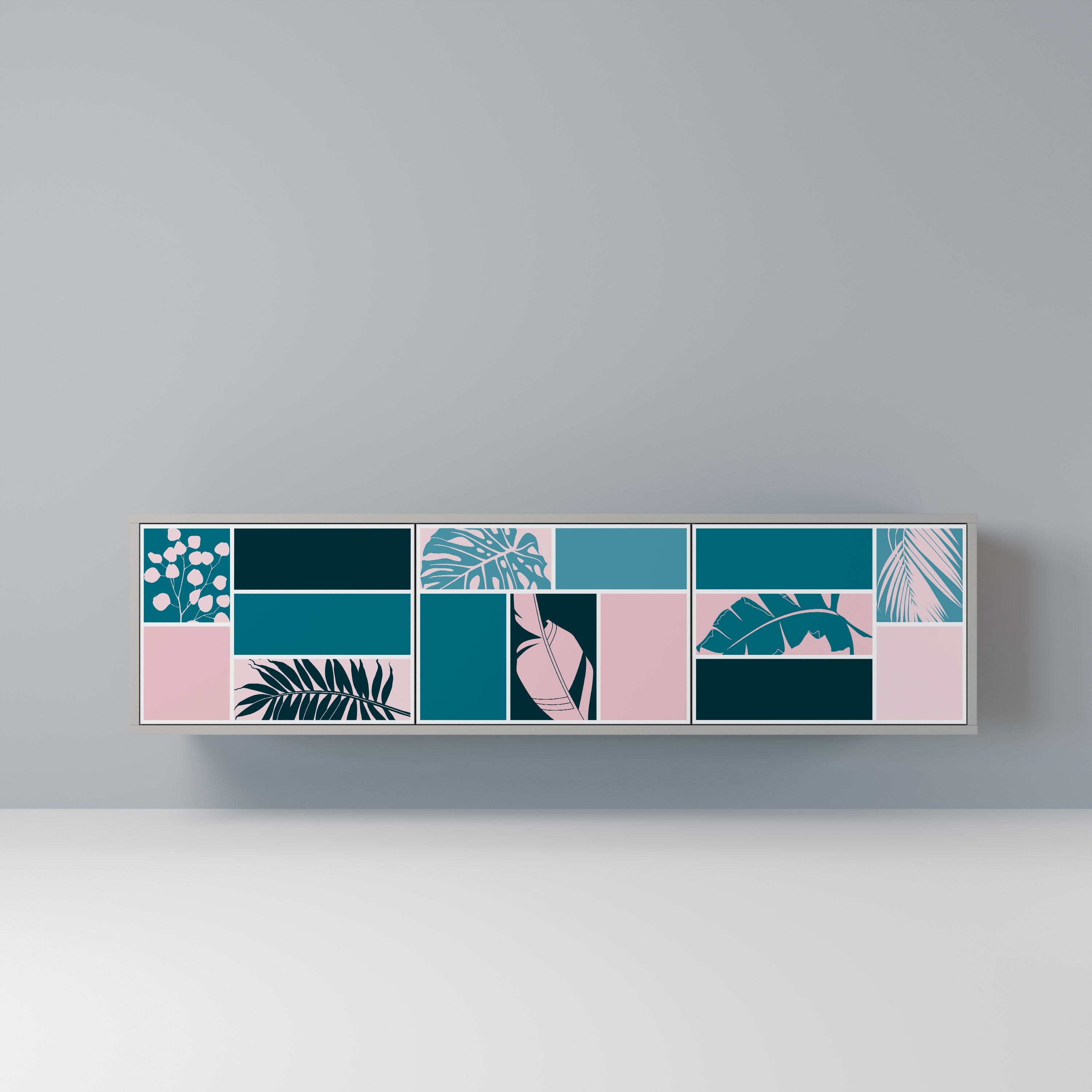 COMBINAISON DE FORMES Meuble TV 3 portes en finition grise