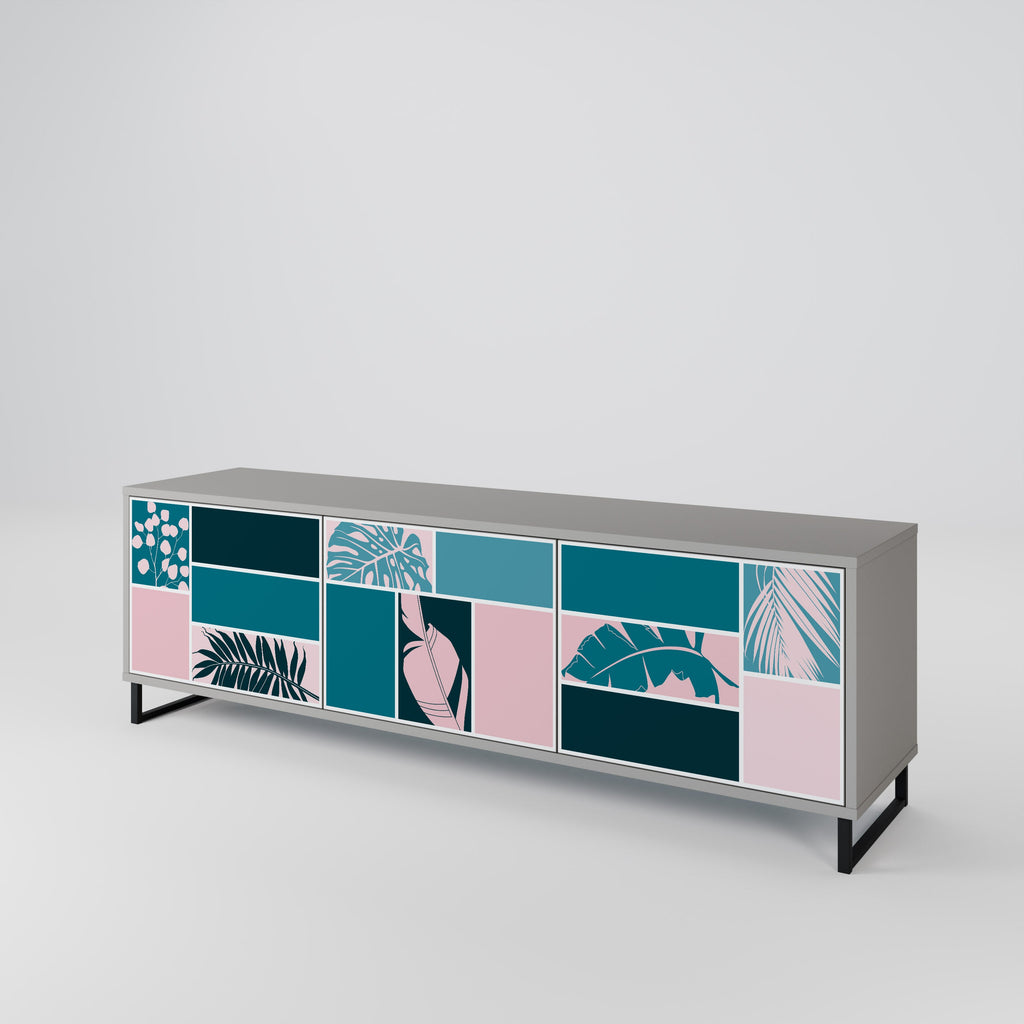 COMBINAISON DE FORMES Meuble TV 3 portes en finition grise