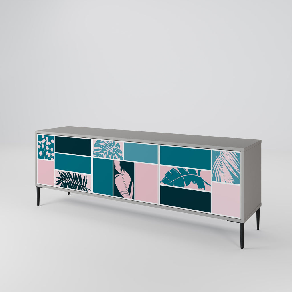 COMBINAISON DE FORMES Meuble TV 3 portes en finition grise