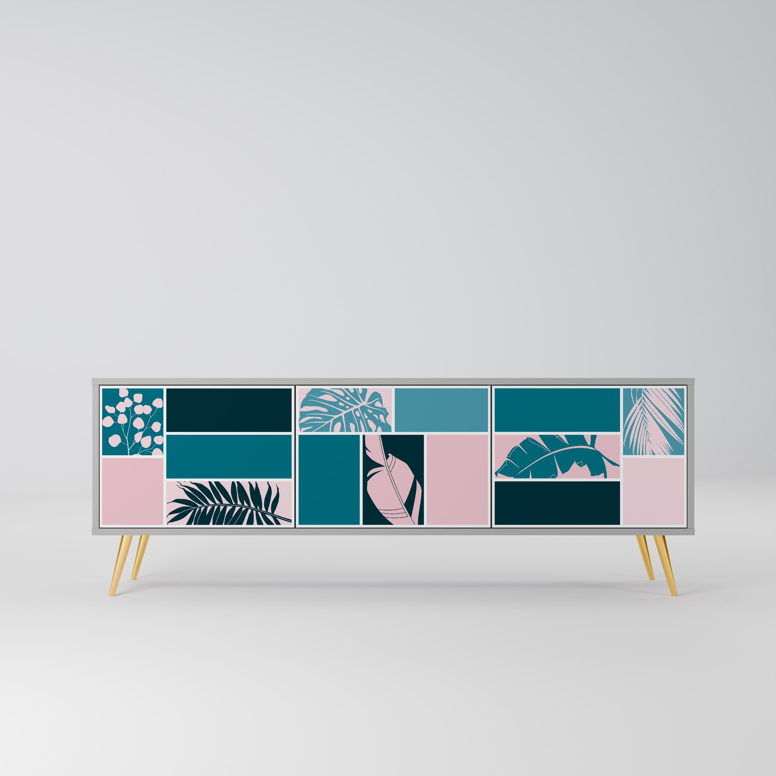 COMBINAISON DE FORMES Meuble TV 3 portes en finition grise