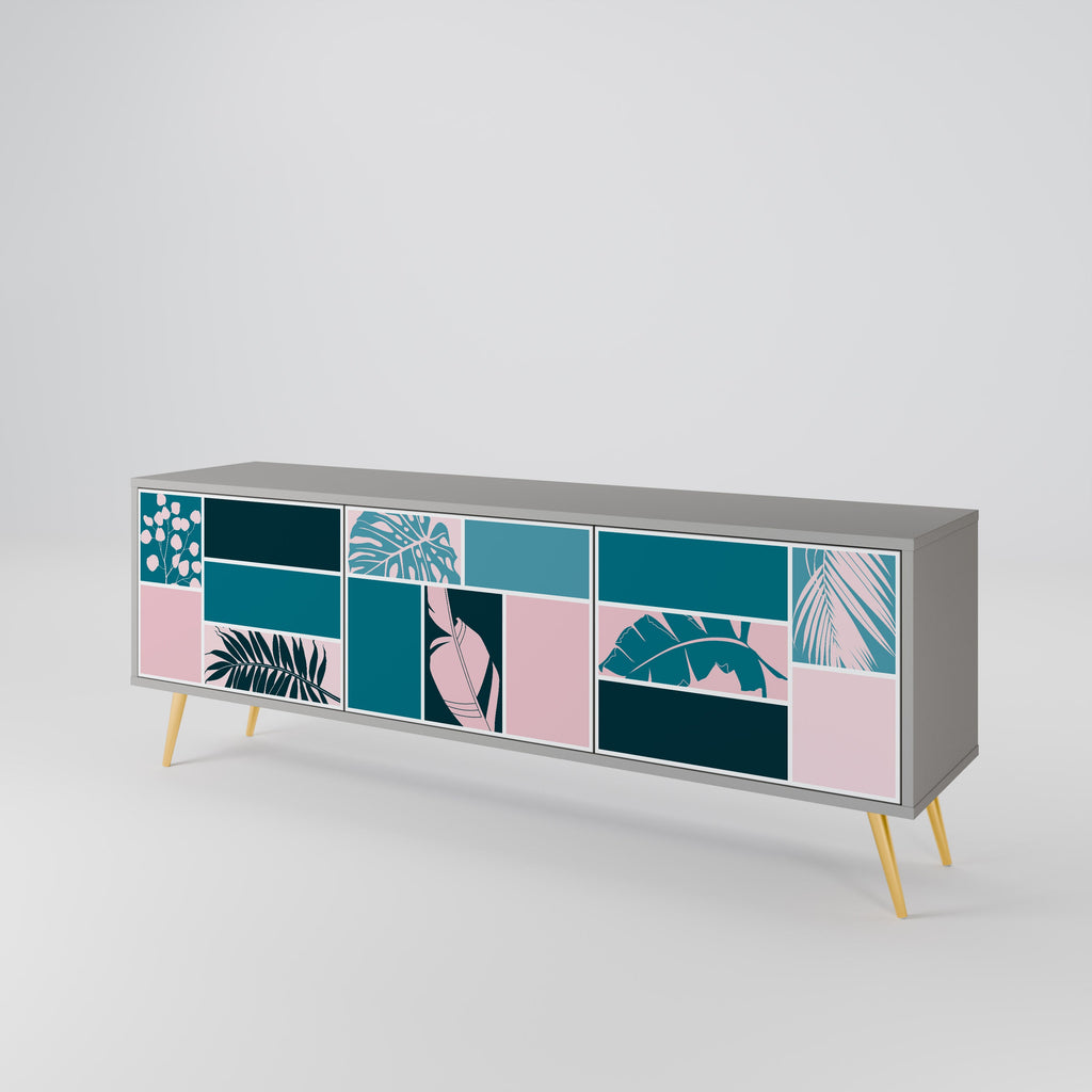 COMBINAISON DE FORMES Meuble TV 3 portes en finition grise