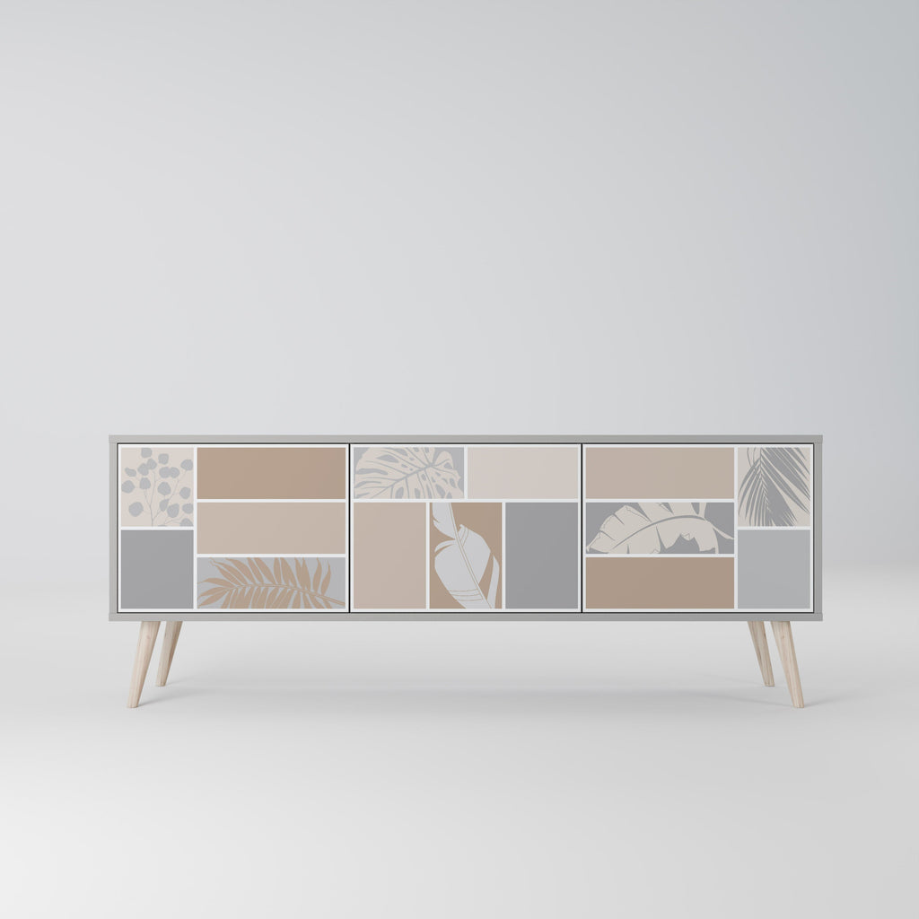 Meuble TV 3 portes TROPICAL SHAPES finition grise