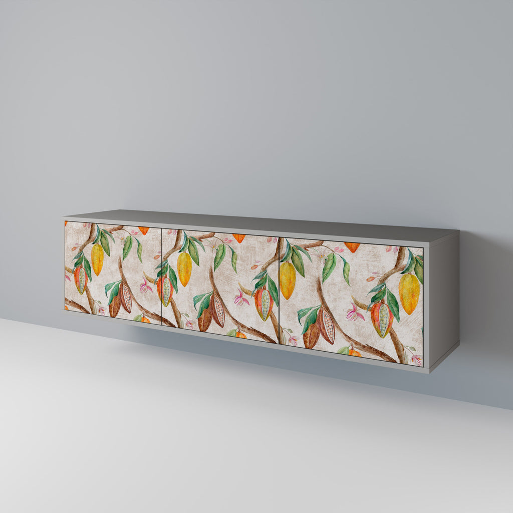 Meuble TV 3 portes COCOA FRUITS, finition grise