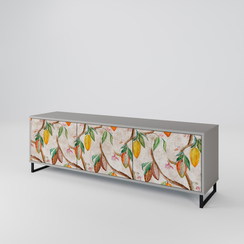 Meuble TV 3 portes COCOA FRUITS, finition grise