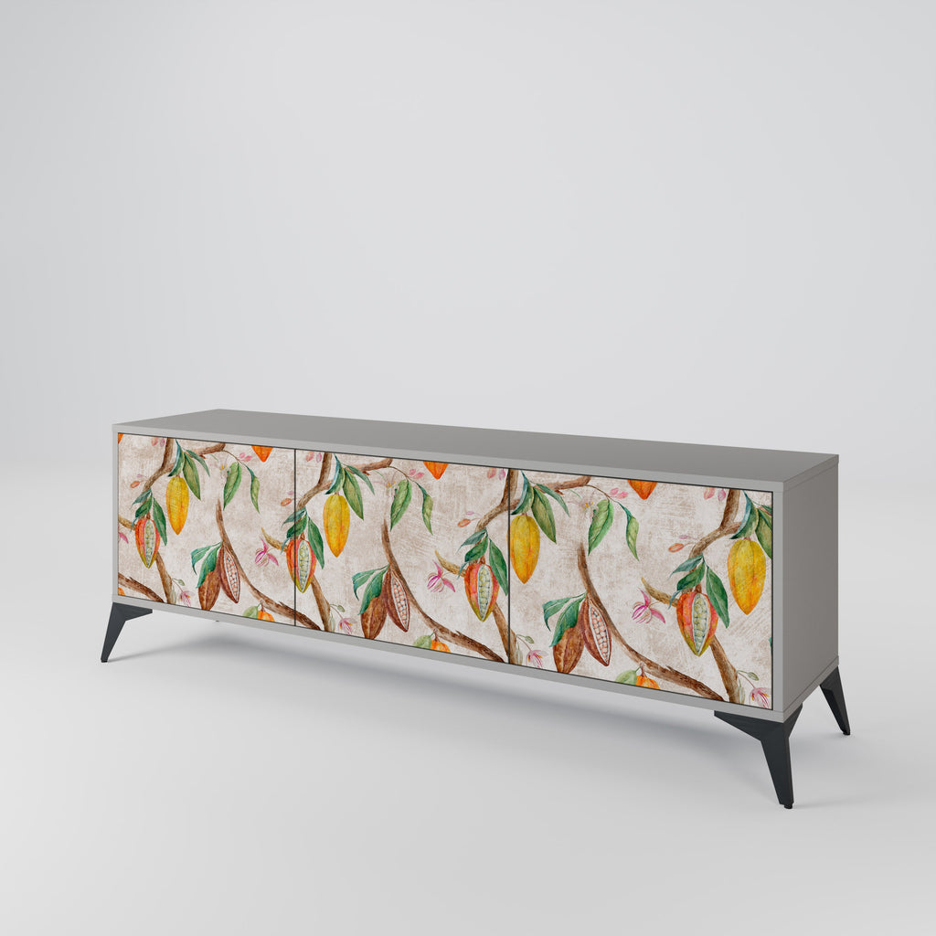 Meuble TV 3 portes COCOA FRUITS, finition grise