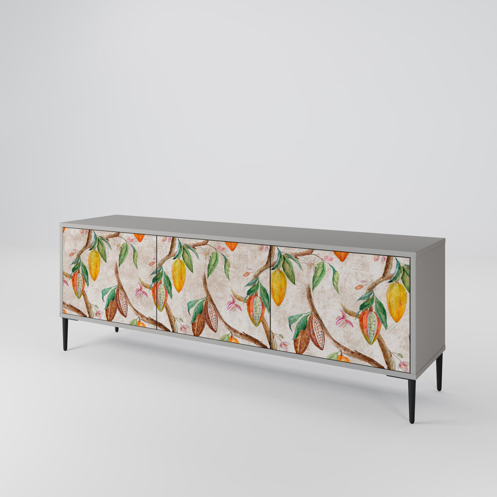 Meuble TV 3 portes COCOA FRUITS, finition grise