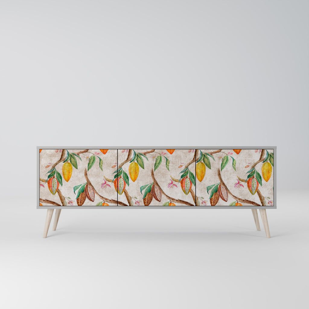 Meuble TV 3 portes COCOA FRUITS, finition grise