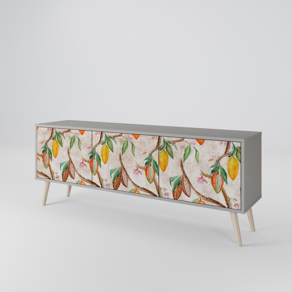 Meuble TV 3 portes COCOA FRUITS, finition grise