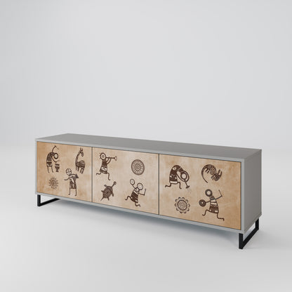 AFRICAN STYLE 3-Door TV Cabinet