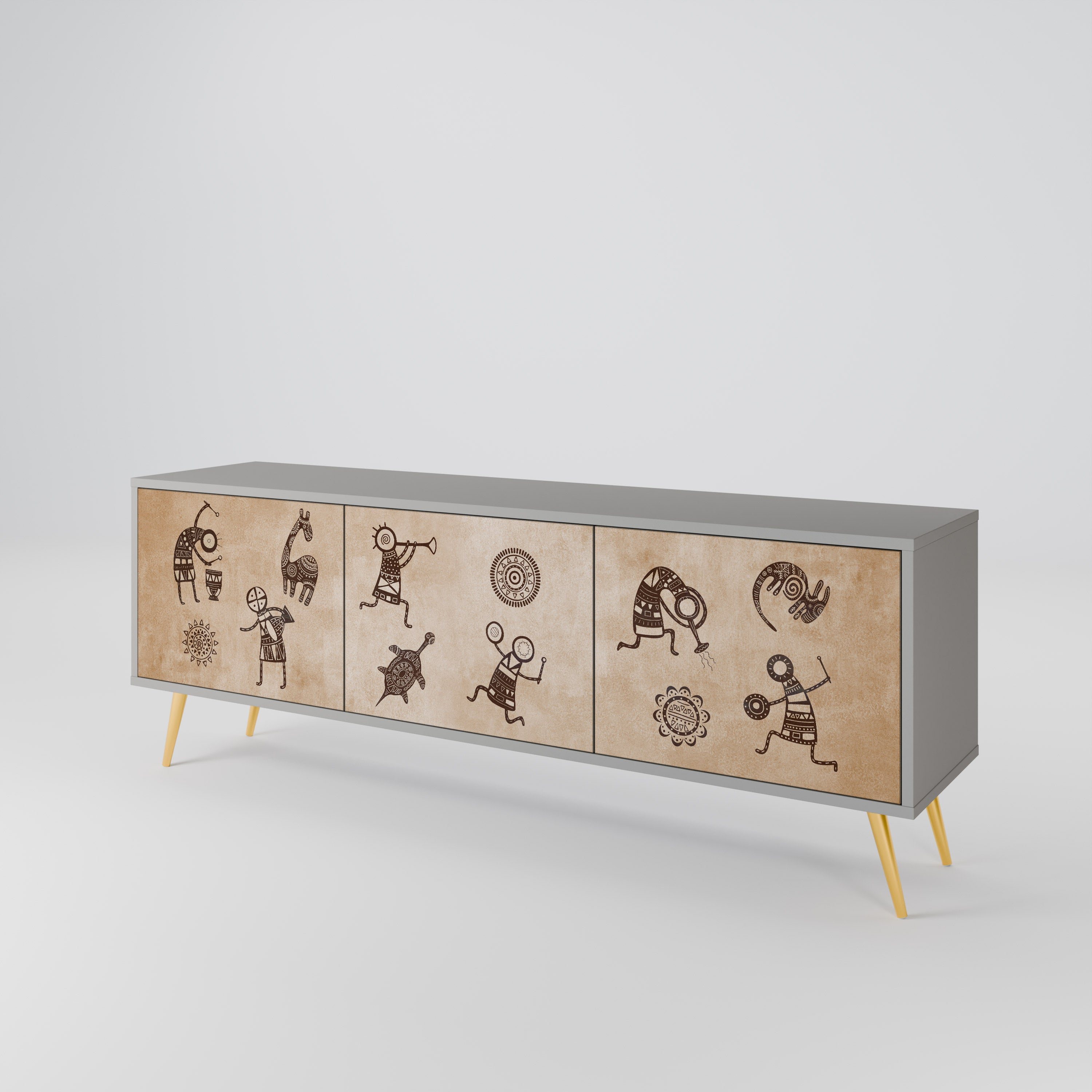 AFRICAN STYLE 3-Door TV Cabinet