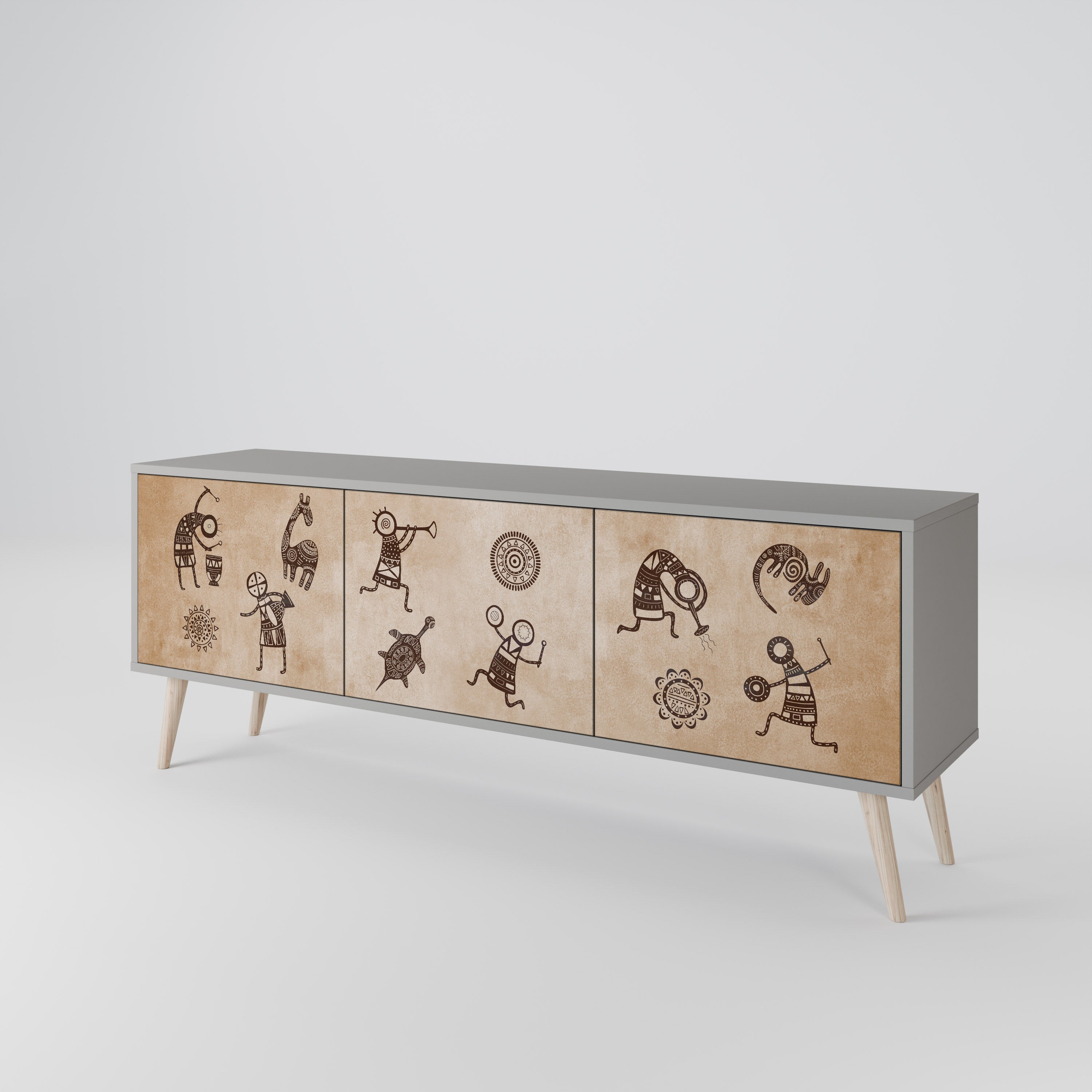 AFRICAN STYLE 3-Door TV Cabinet
