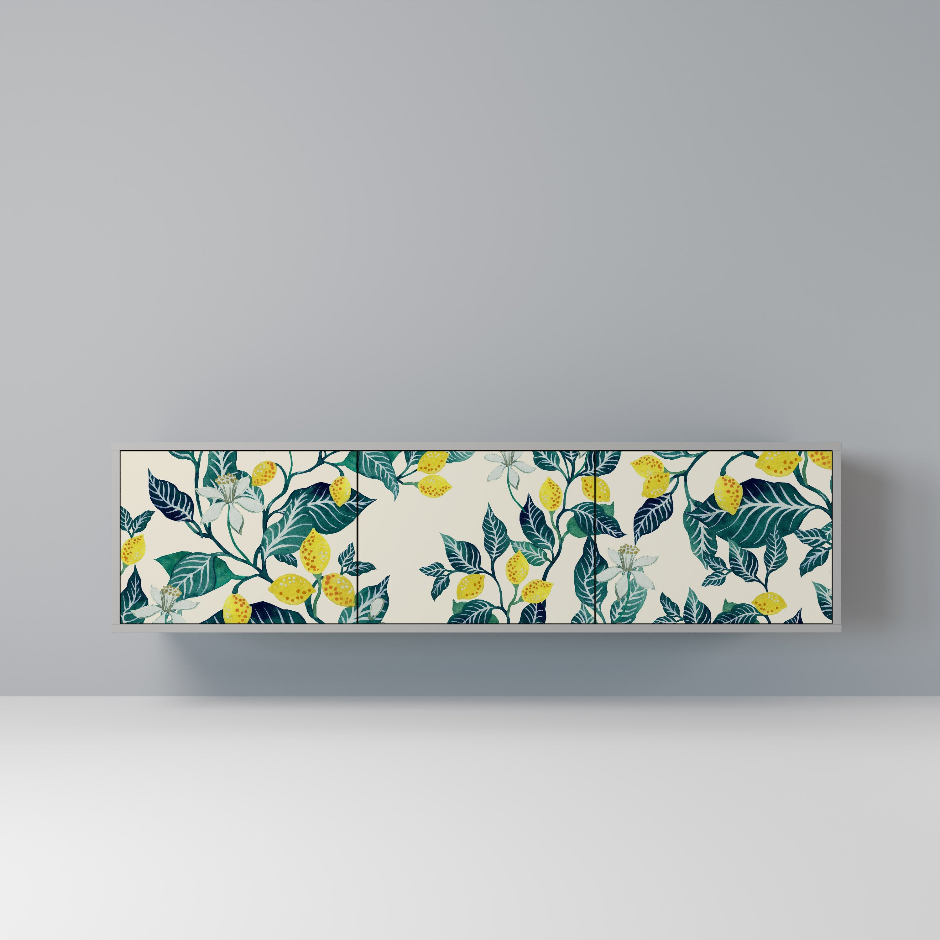 Meuble TV 3 portes LEMON TREE, finition grise