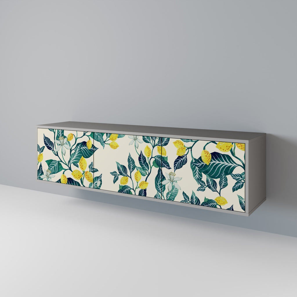 Meuble TV 3 portes LEMON TREE, finition grise