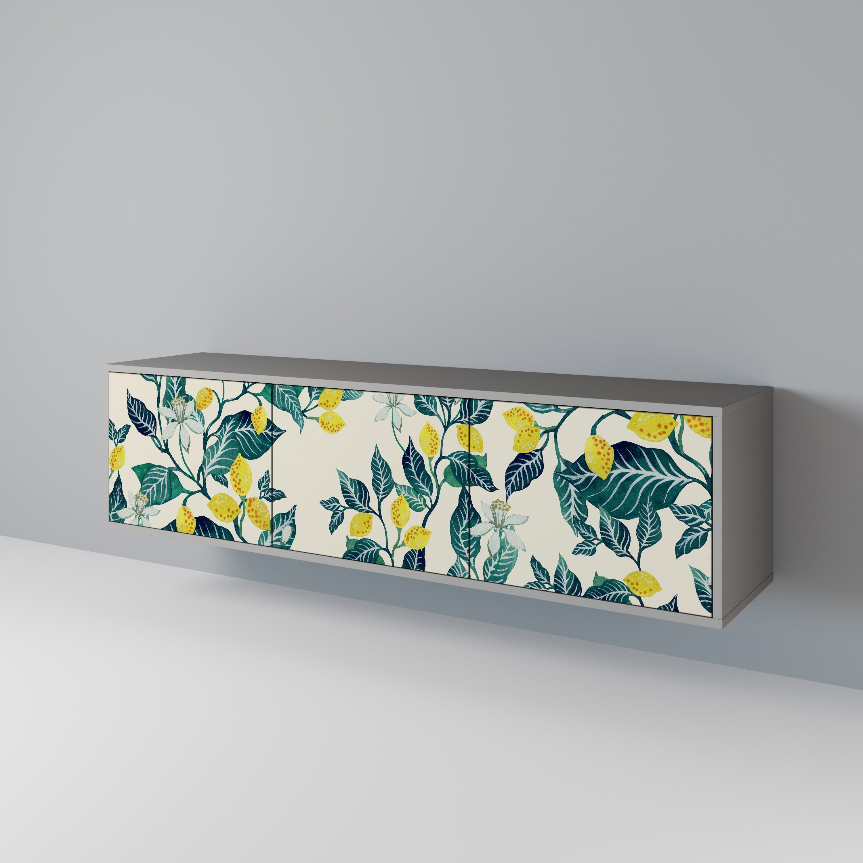 Meuble TV 3 portes LEMON TREE, finition grise