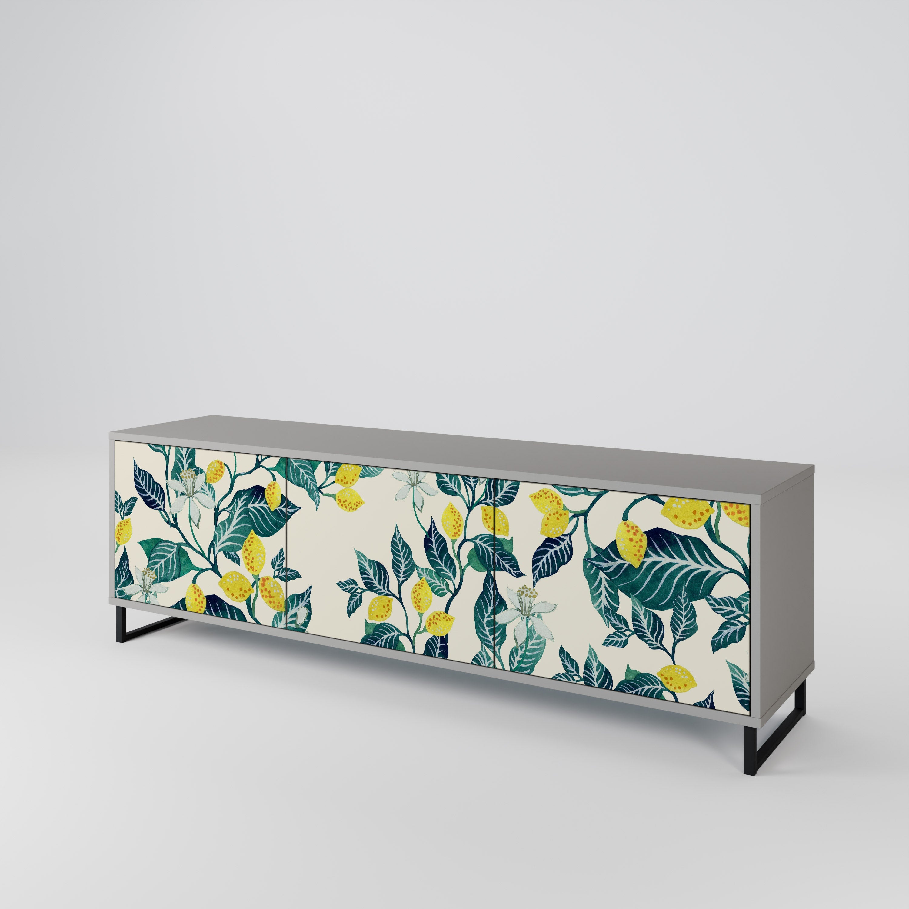 Meuble TV 3 portes LEMON TREE, finition grise
