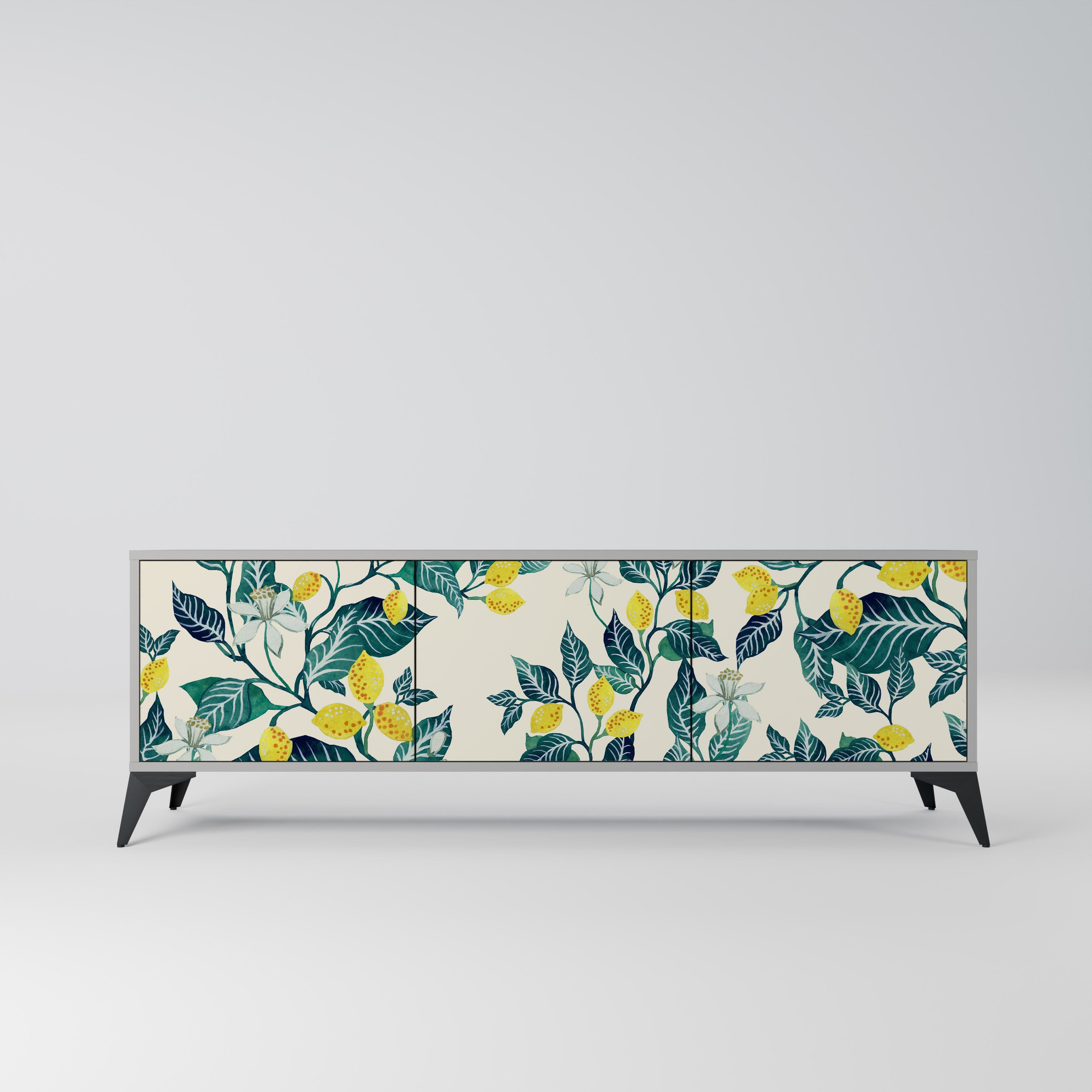 Meuble TV 3 portes LEMON TREE, finition grise