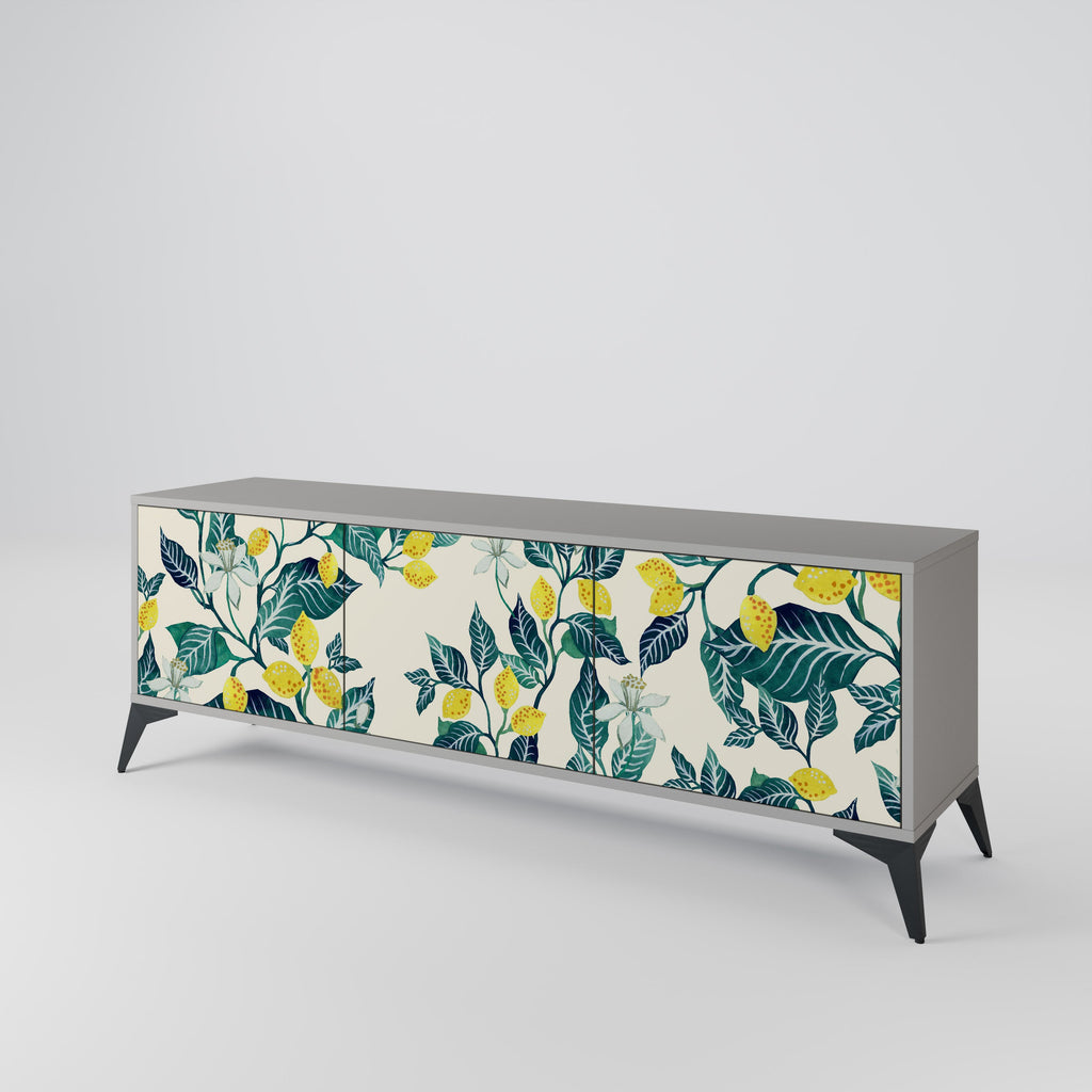 Meuble TV 3 portes LEMON TREE, finition grise