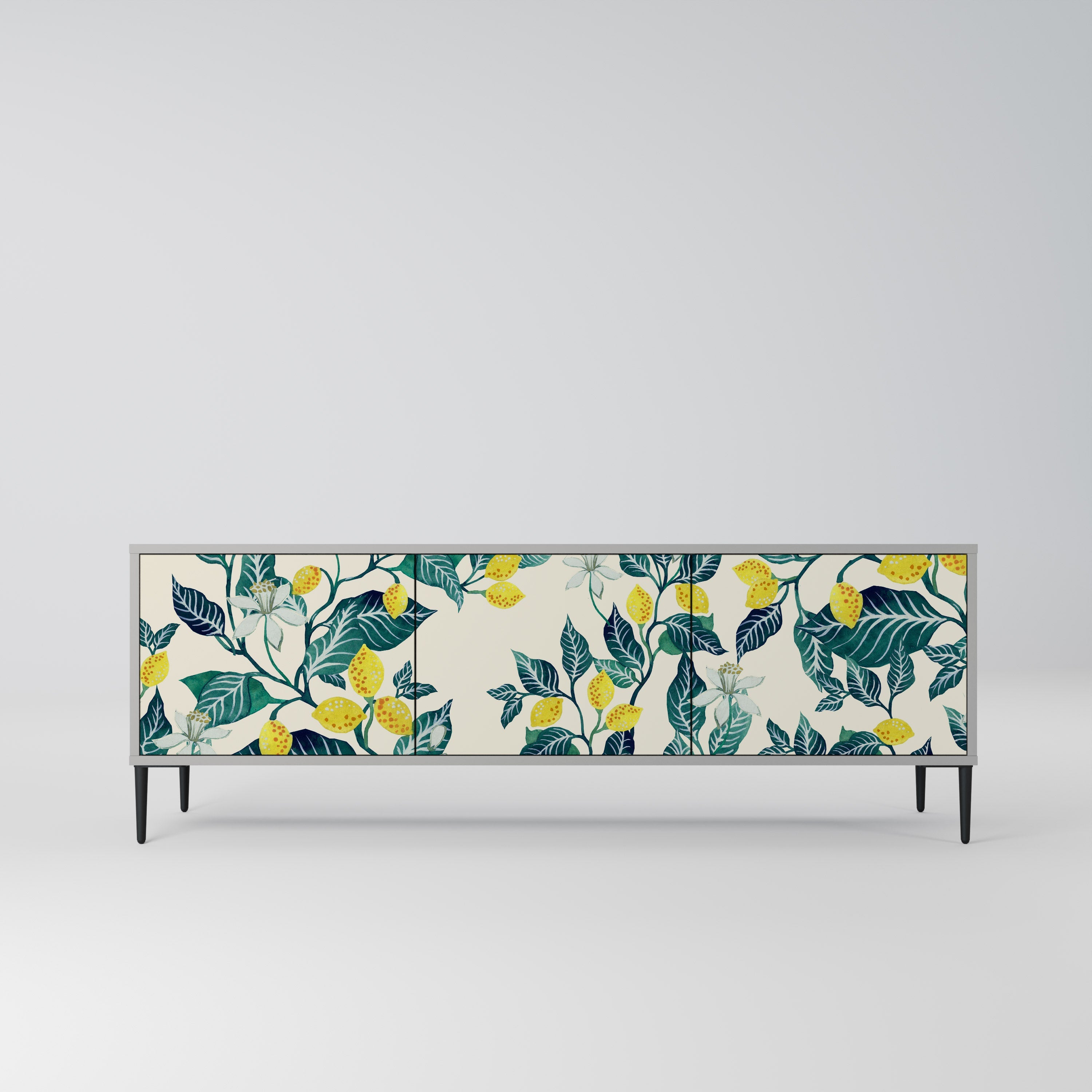 Meuble TV 3 portes LEMON TREE, finition grise