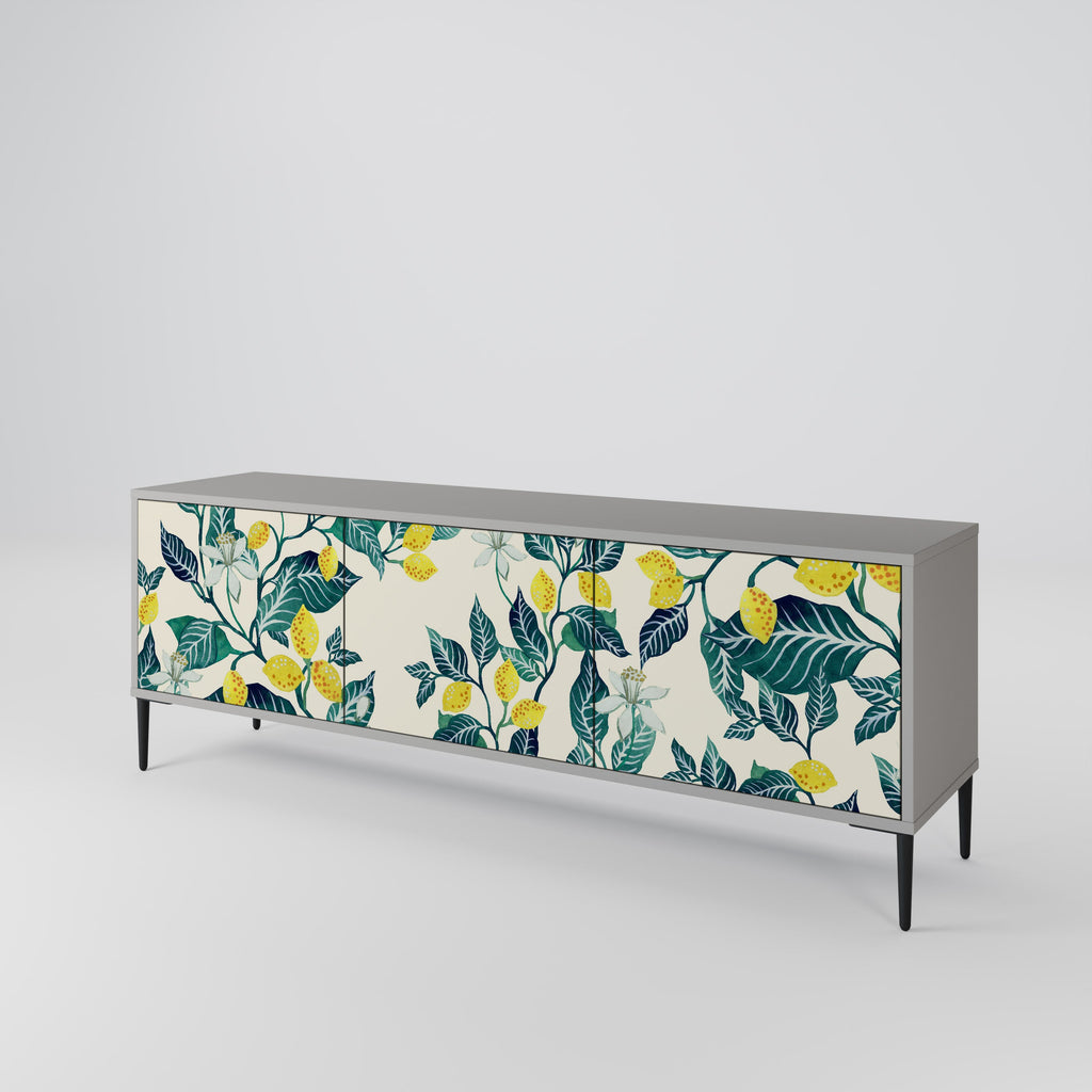 Meuble TV 3 portes LEMON TREE, finition grise