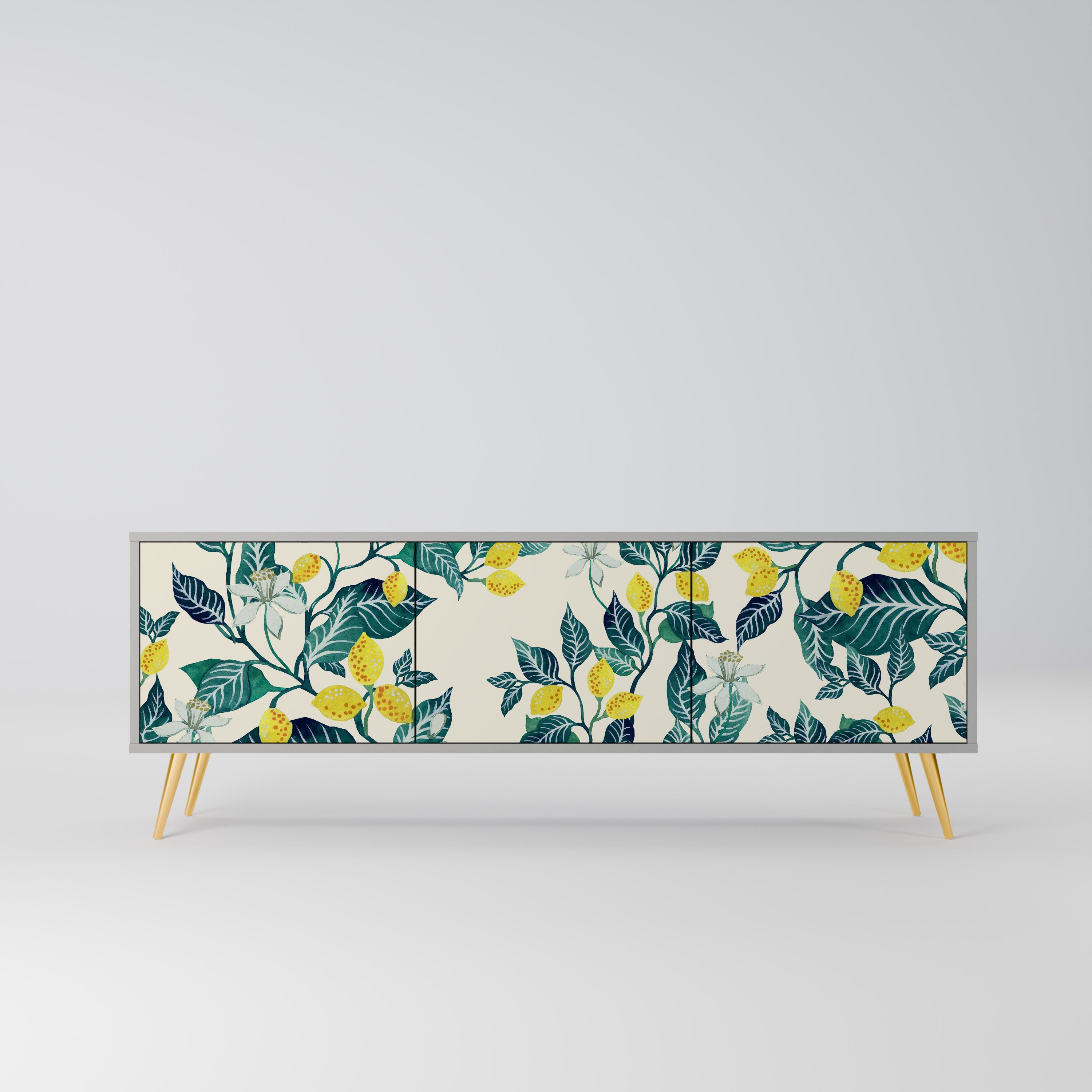 Meuble TV 3 portes LEMON TREE, finition grise