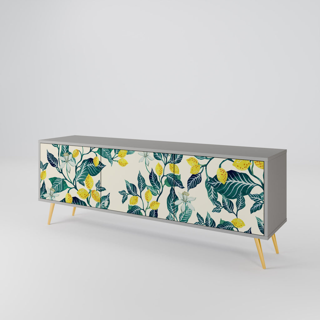 Meuble TV 3 portes LEMON TREE, finition grise