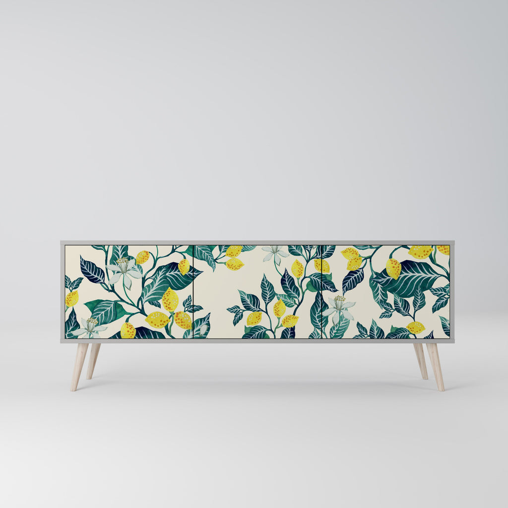 Meuble TV 3 portes LEMON TREE, finition grise