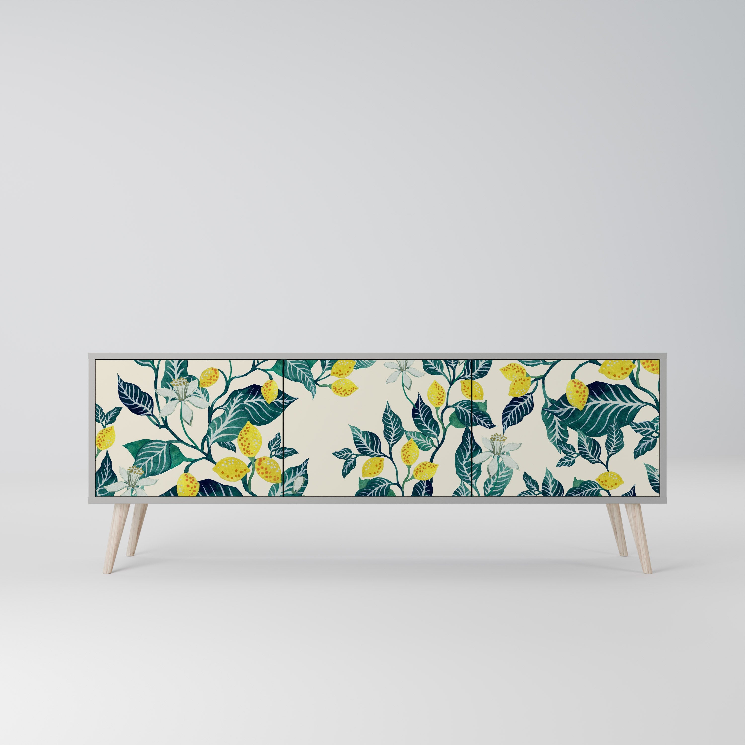 Meuble TV 3 portes LEMON TREE, finition grise