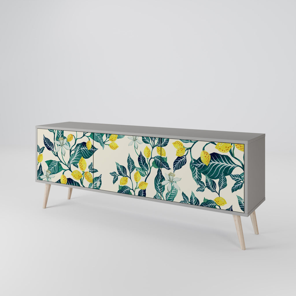 Meuble TV 3 portes LEMON TREE, finition grise