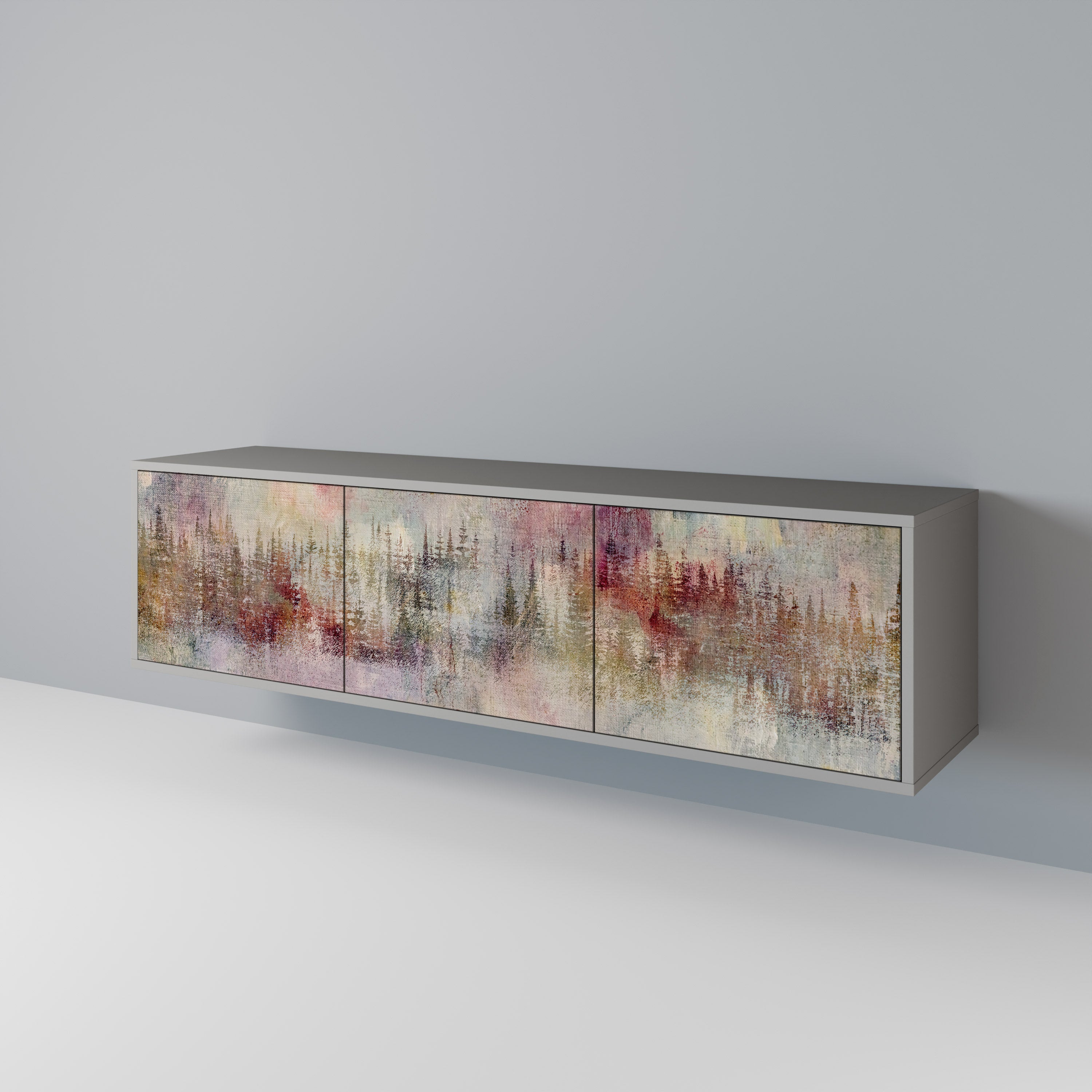 Meuble TV 3 portes VEILED SUMMIT finition grise