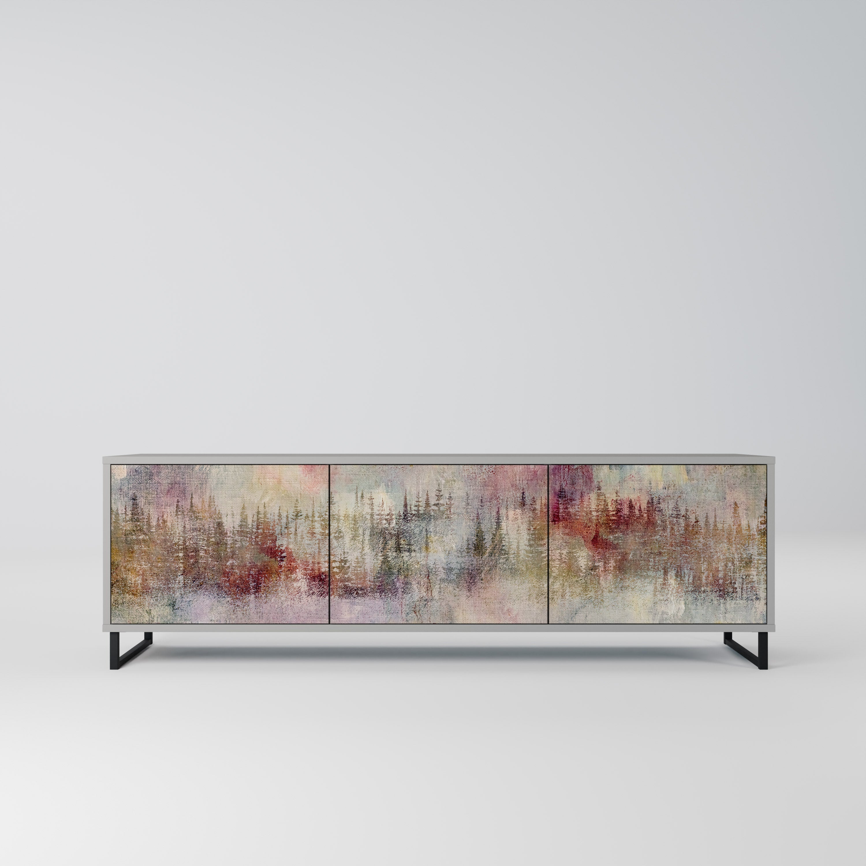 Meuble TV 3 portes VEILED SUMMIT finition grise